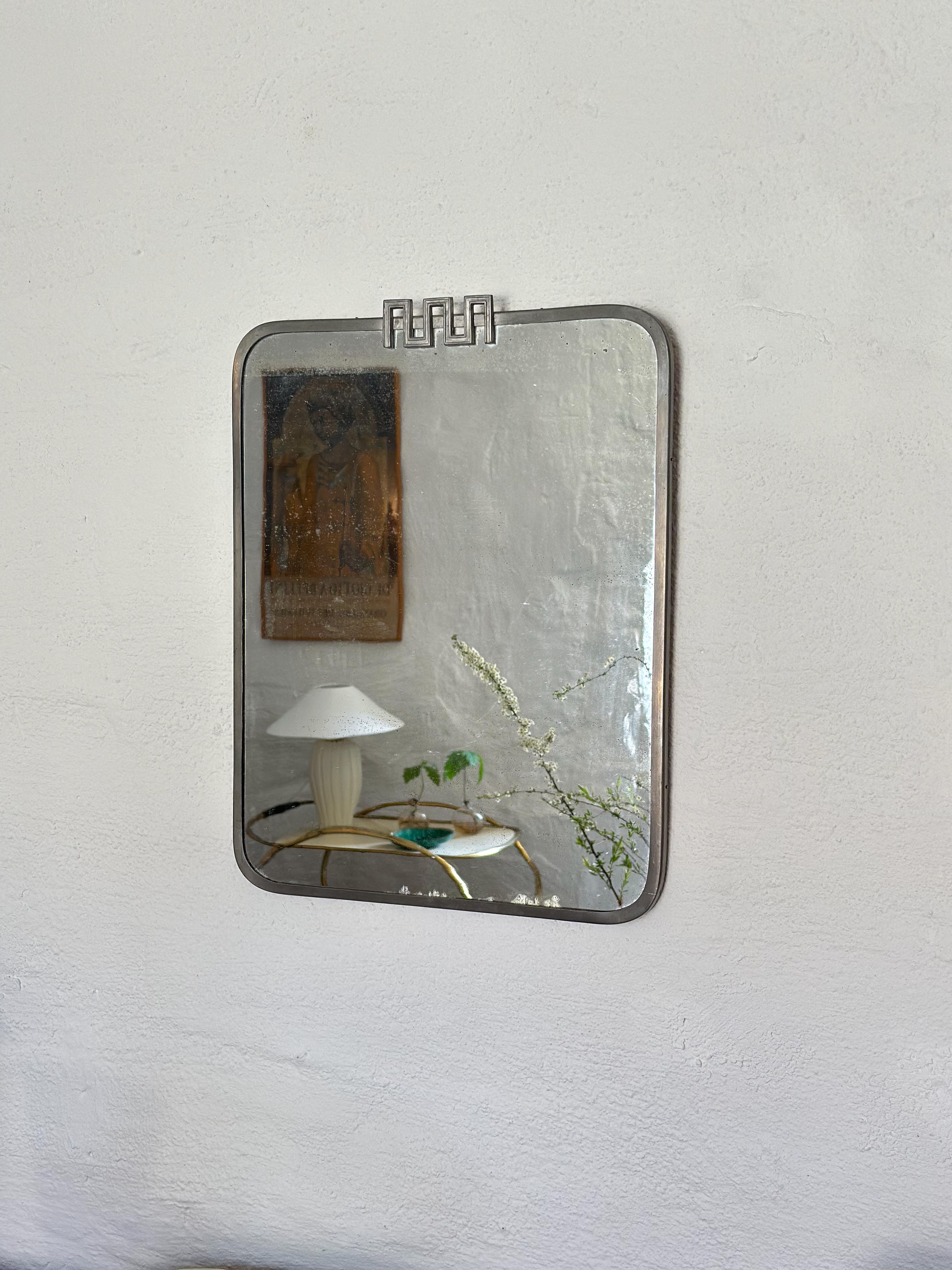 Pewter Mirror designed by Nils Fougstedt and made by FAK, 1933, Sweden 3