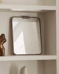 Pewter Mirror designed by Nils Fougstedt and made by FAK, 1933, Sweden