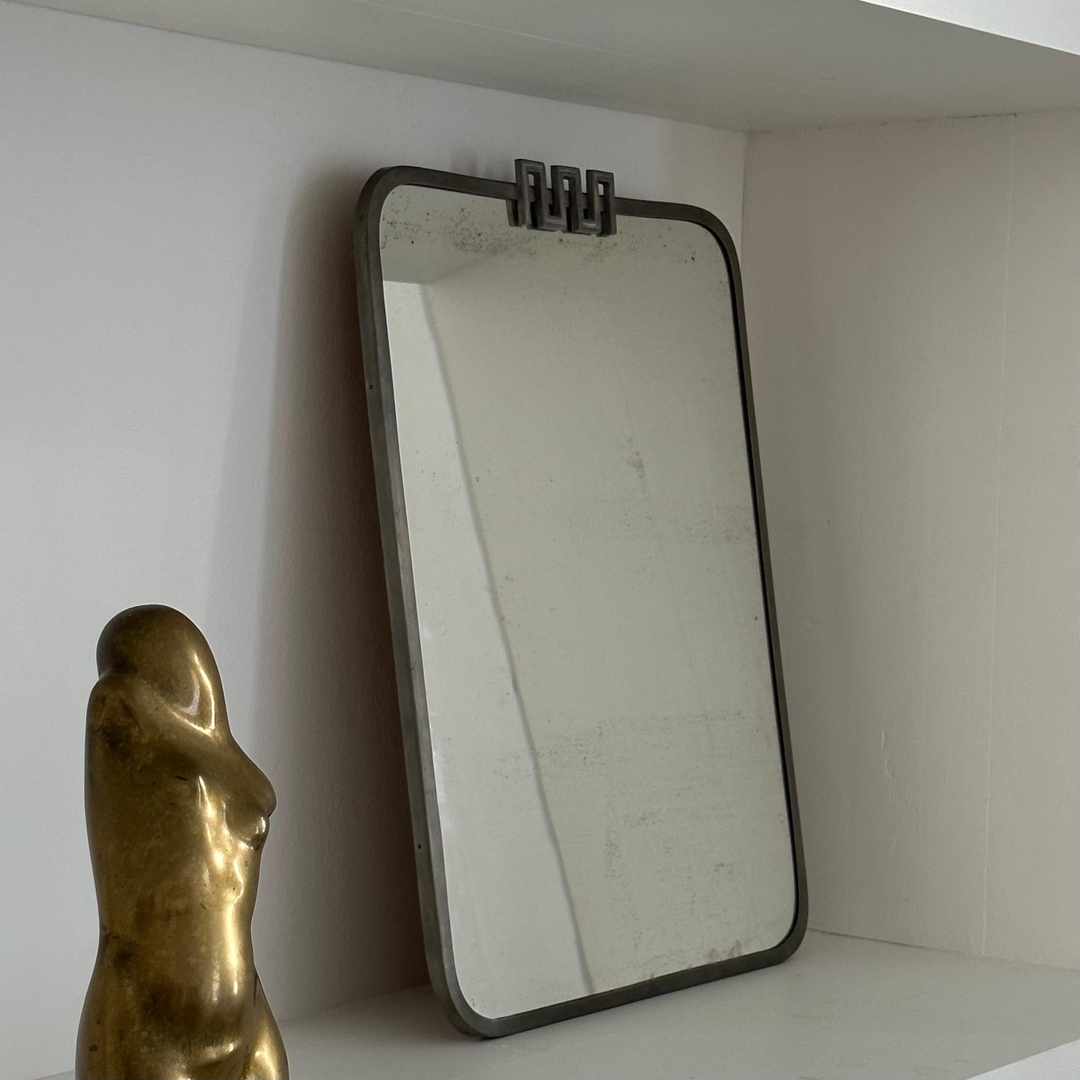 Mid-20th Century Pewter Mirror designed by Nils Fougstedt and made by FAK, 1933, Sweden