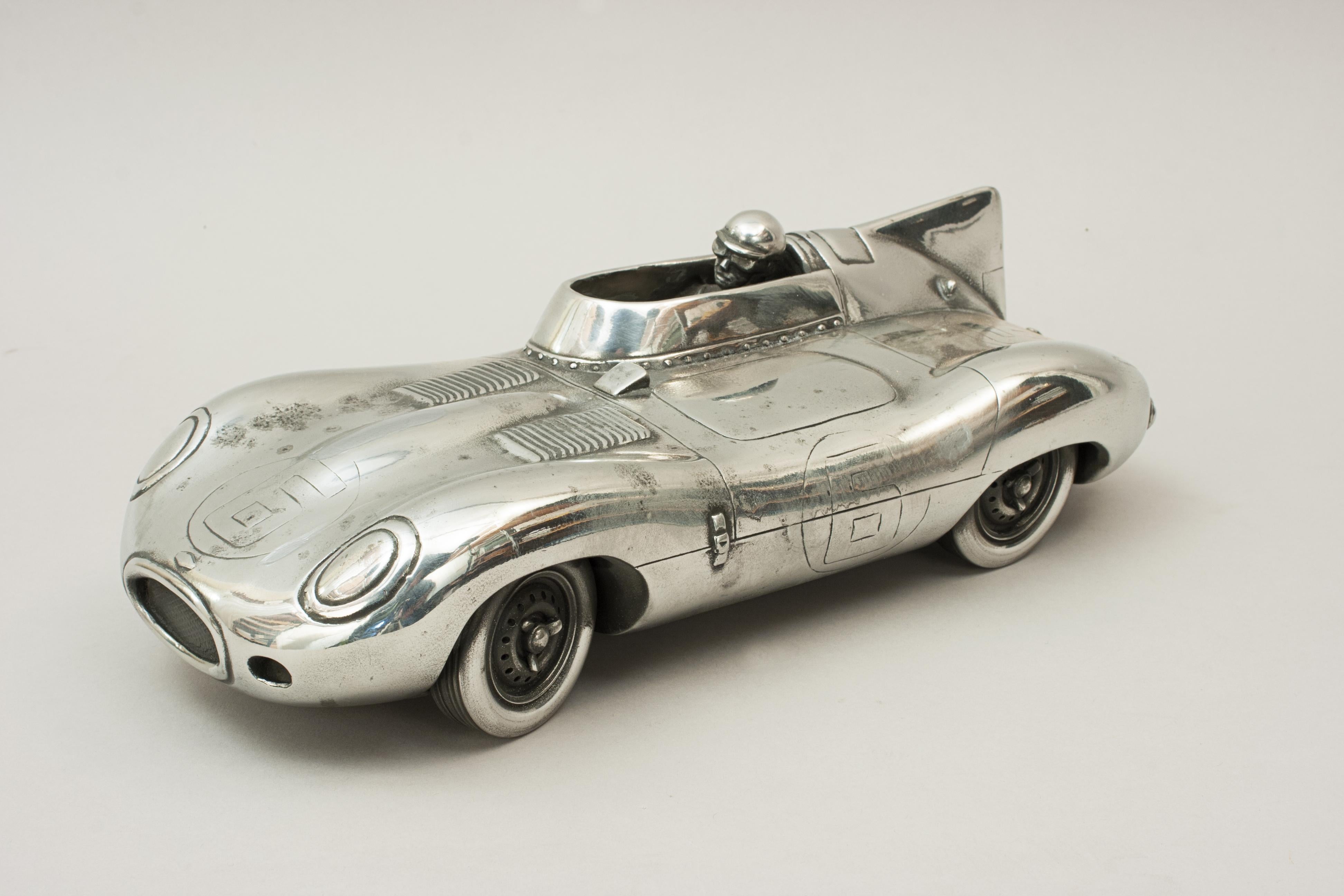 Sporting Art Pewter Model of Mike Hawthorn / Ivor Bueb 1955 Le Mans-Winning Jaguar D-Type