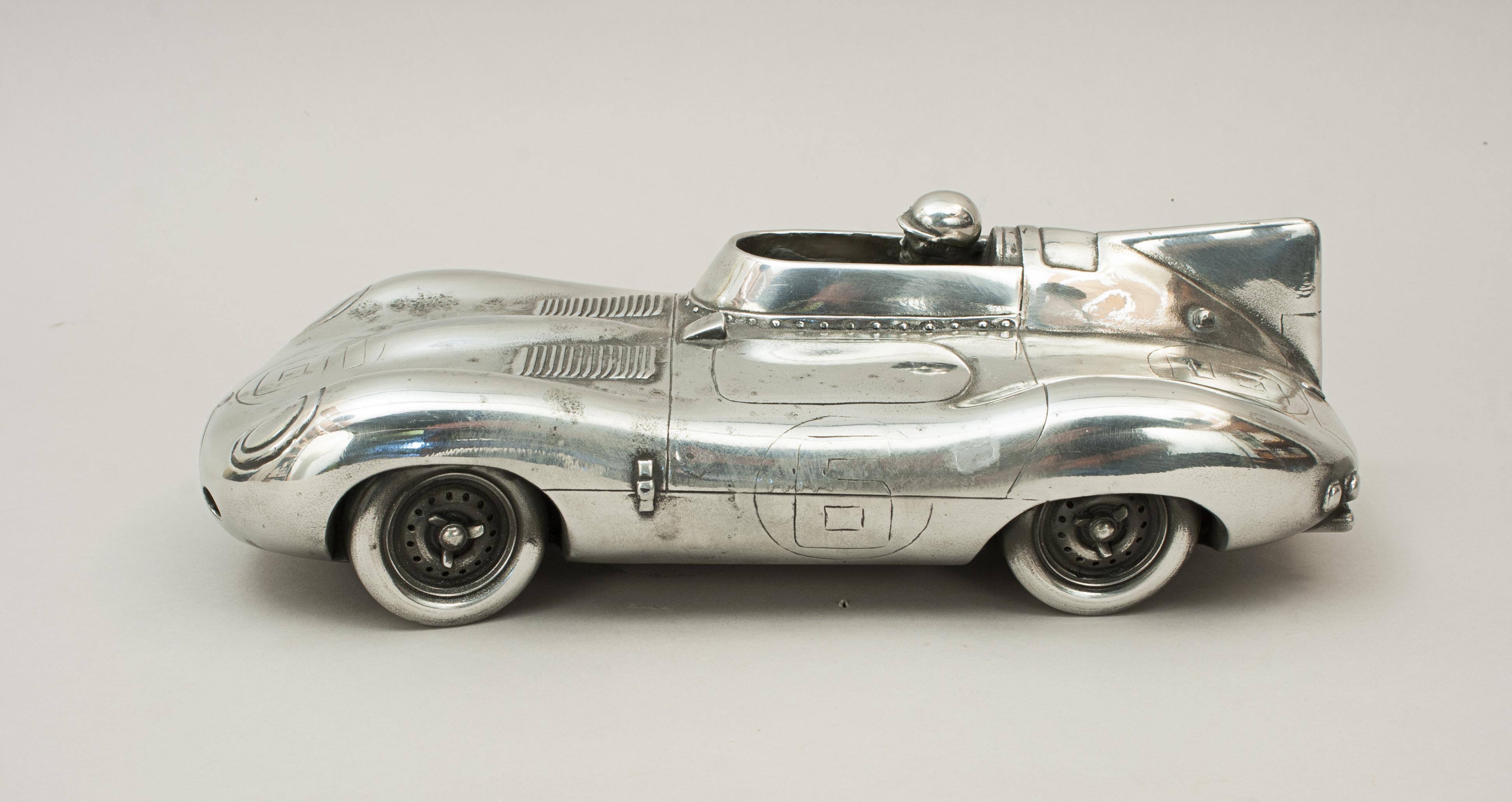 British Pewter Model of Mike Hawthorn / Ivor Bueb 1955 Le Mans-Winning Jaguar D-Type