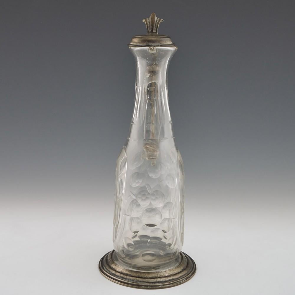 Czech Glass Claret Jug with Pewter Mount, circa 1790 For Sale