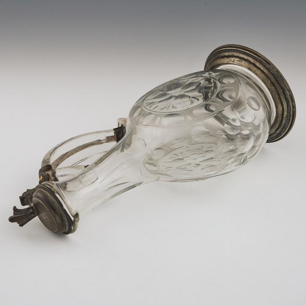 Glass Claret Jug with Pewter Mount, circa 1790 In Good Condition For Sale In Tunbridge Wells, GB