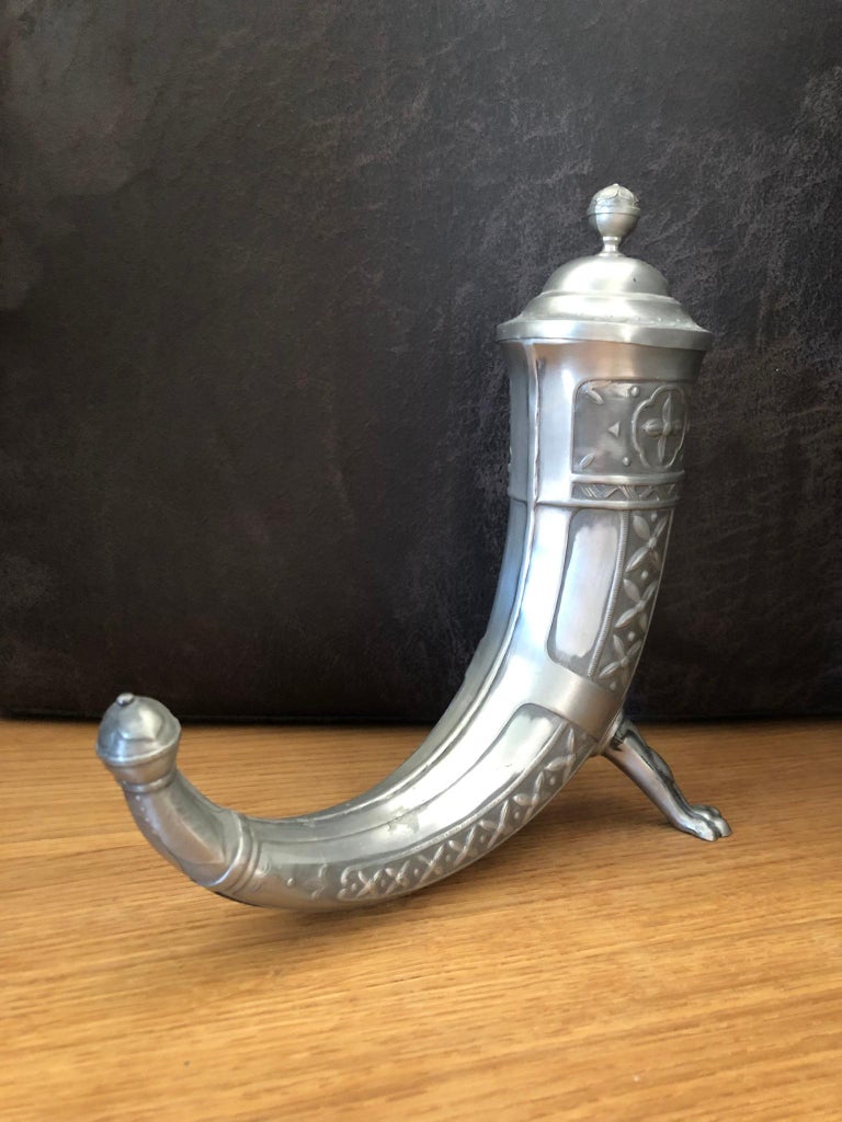 Pewter Norwegian Viking Drinking Horn/Goblet For Sale at 1stDibs