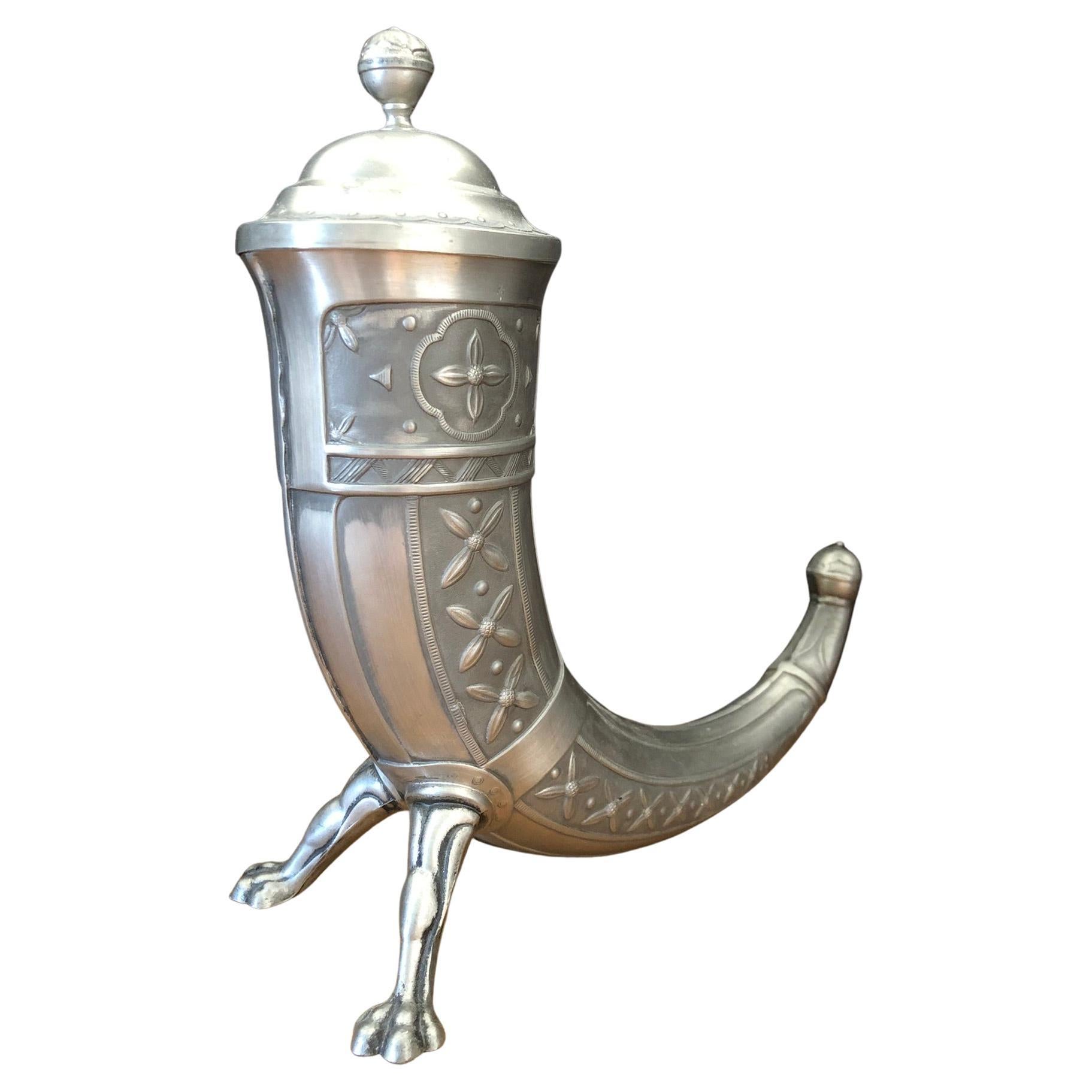 Pewter Norwegian Viking Drinking Horn/Goblet For Sale