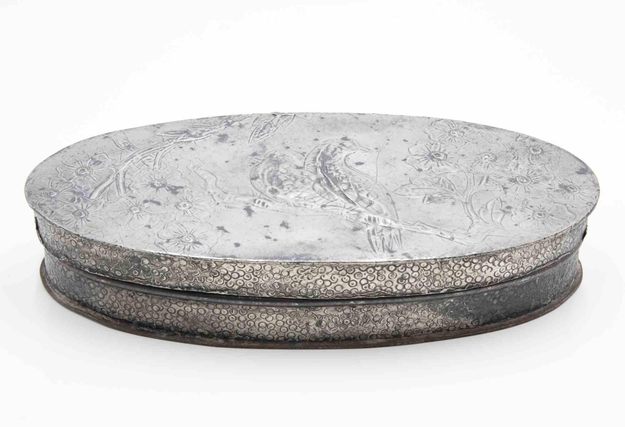 Italian Pewter Oval Box, Italy, Early 20th Century For Sale