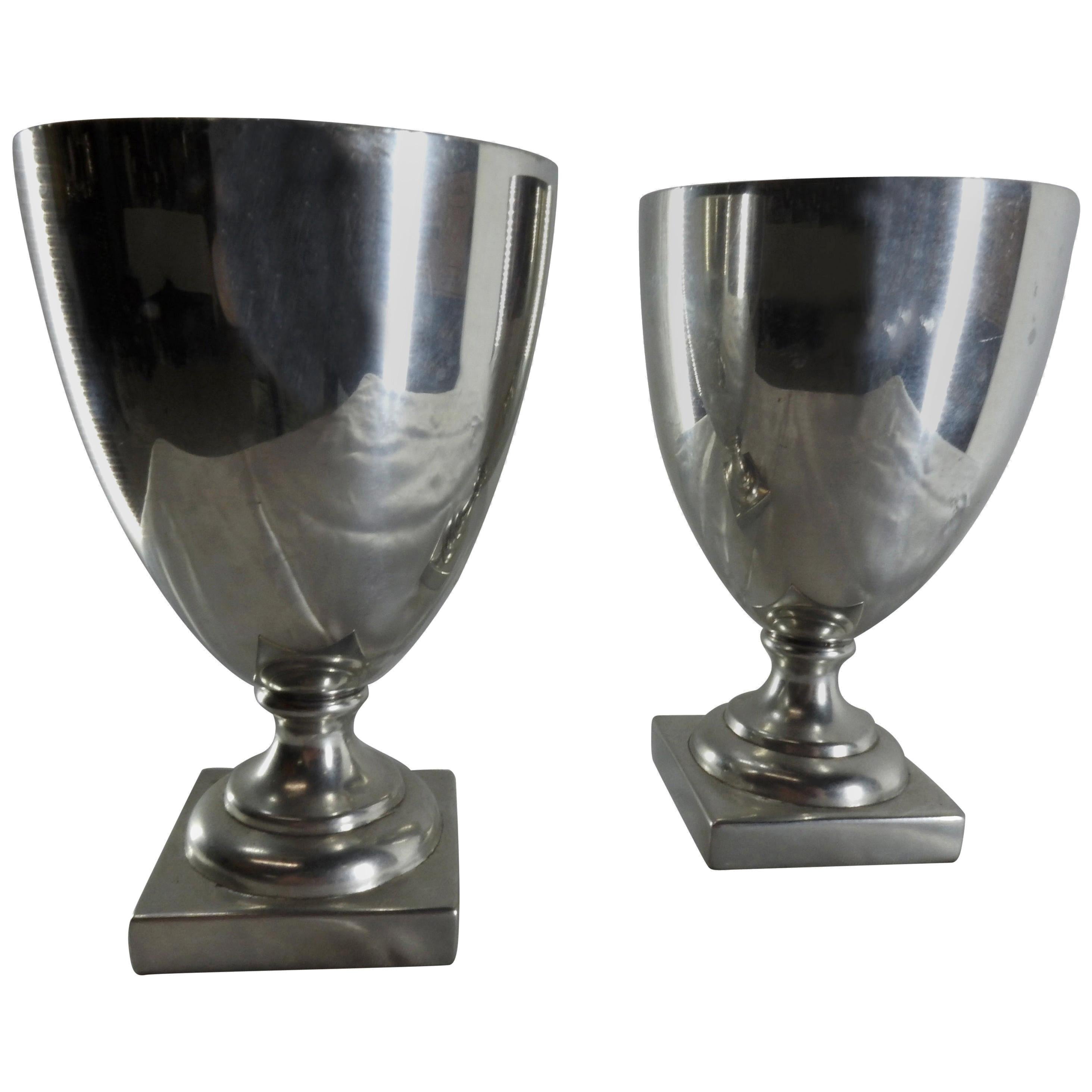 Pewter Pair of Goblets Williamsburg by Shirley For Sale