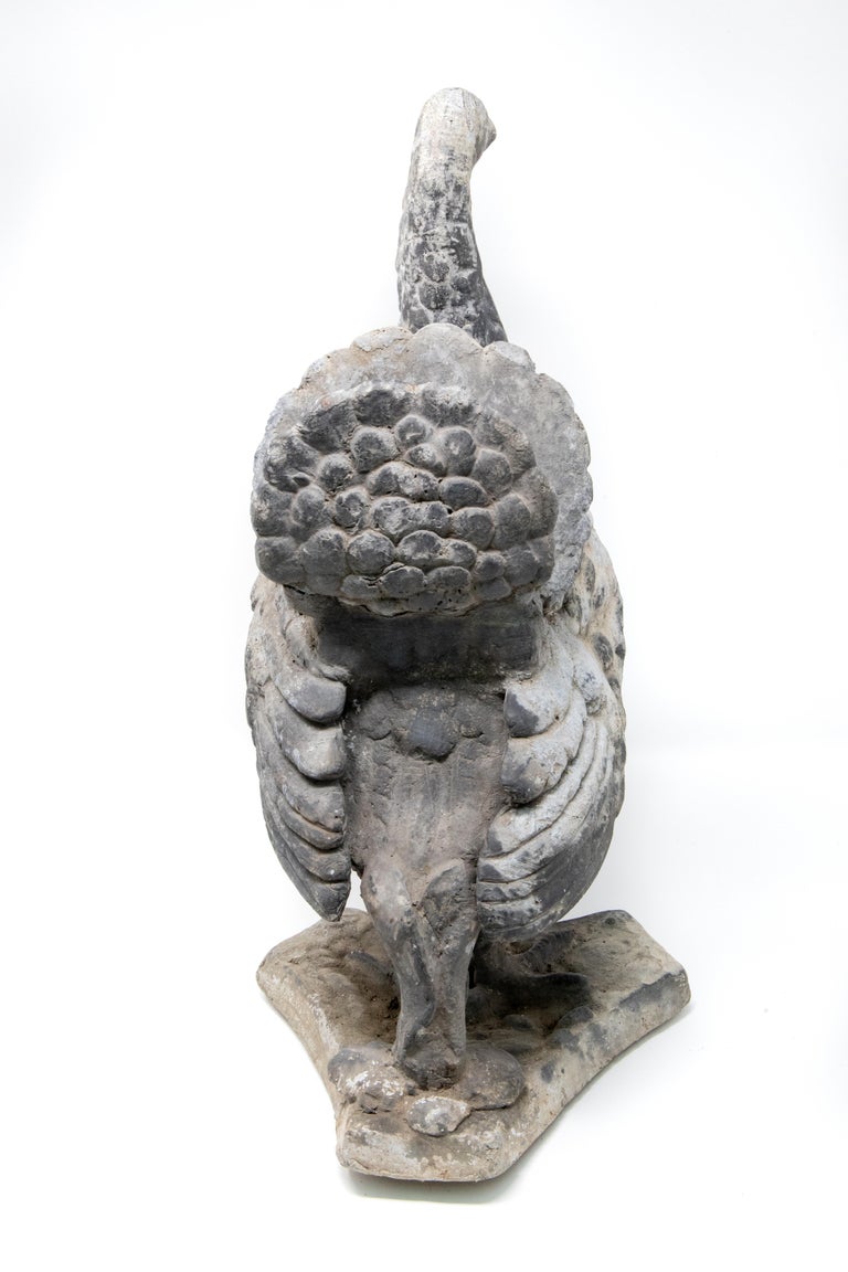 Pewter Peacock Garden Statue For Sale at 1stDibs