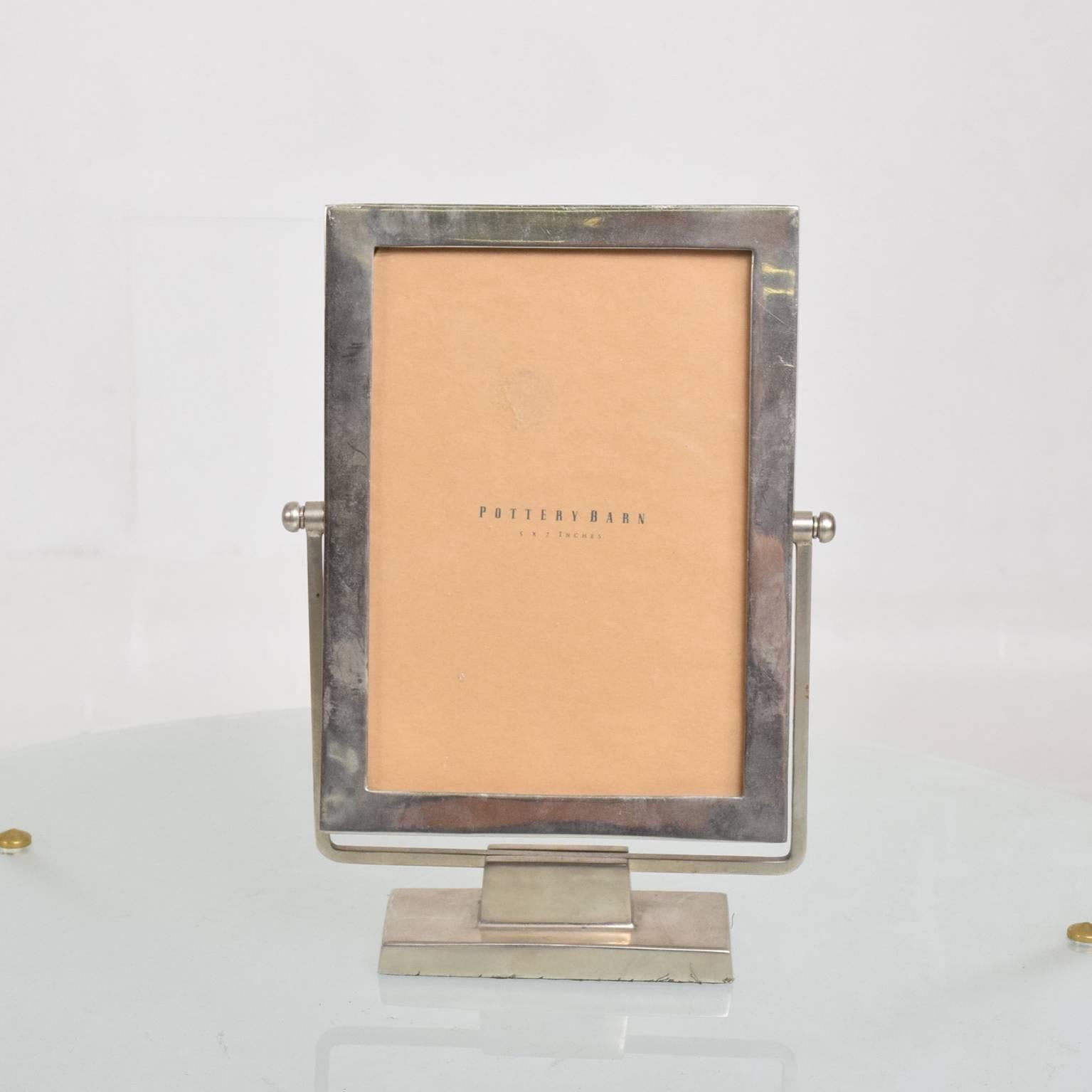 Contemporary Pewter Picture Frame on Base, Antique Style