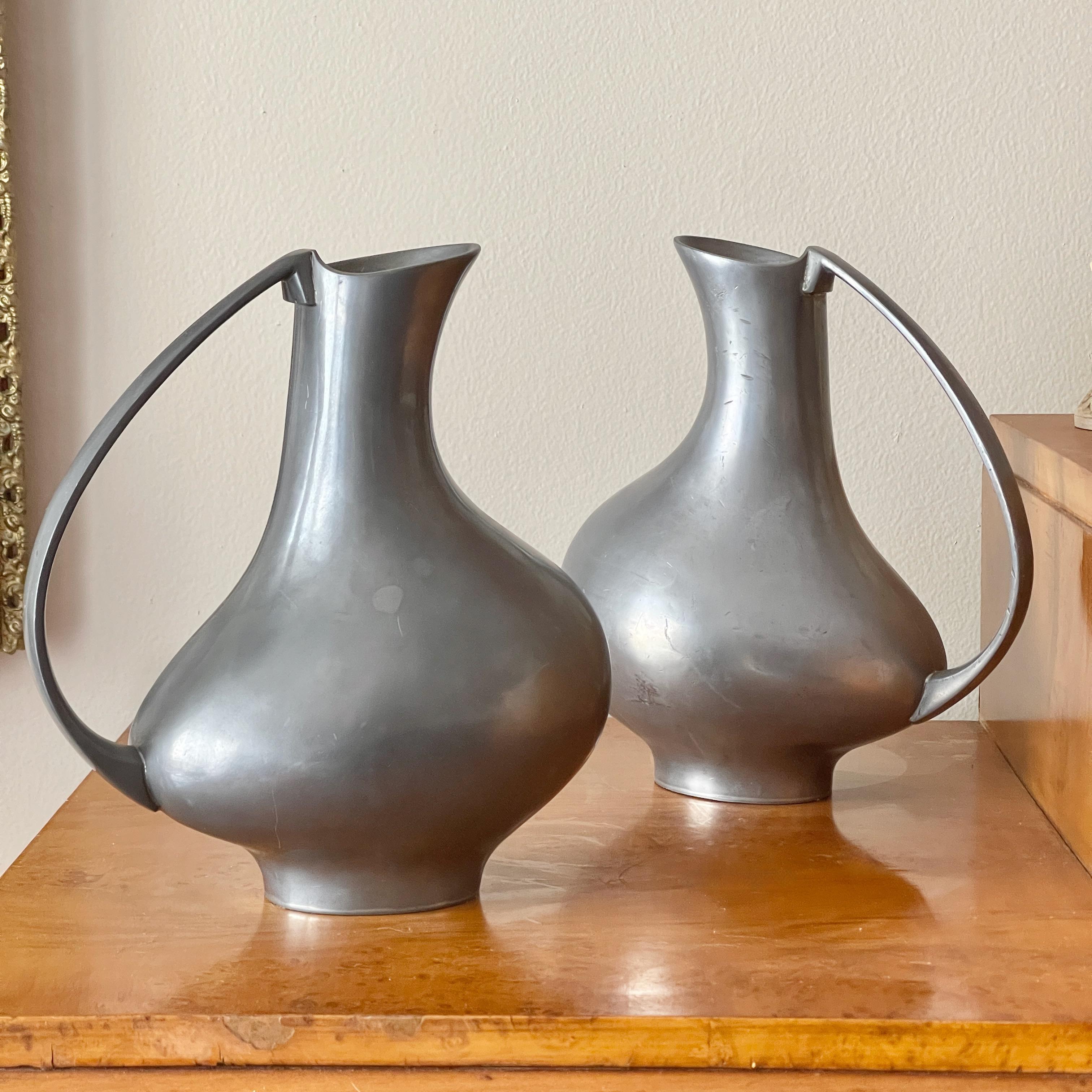 Mid-Century Modern Pewter Pitchers in the style of Henning Koppel For Sale