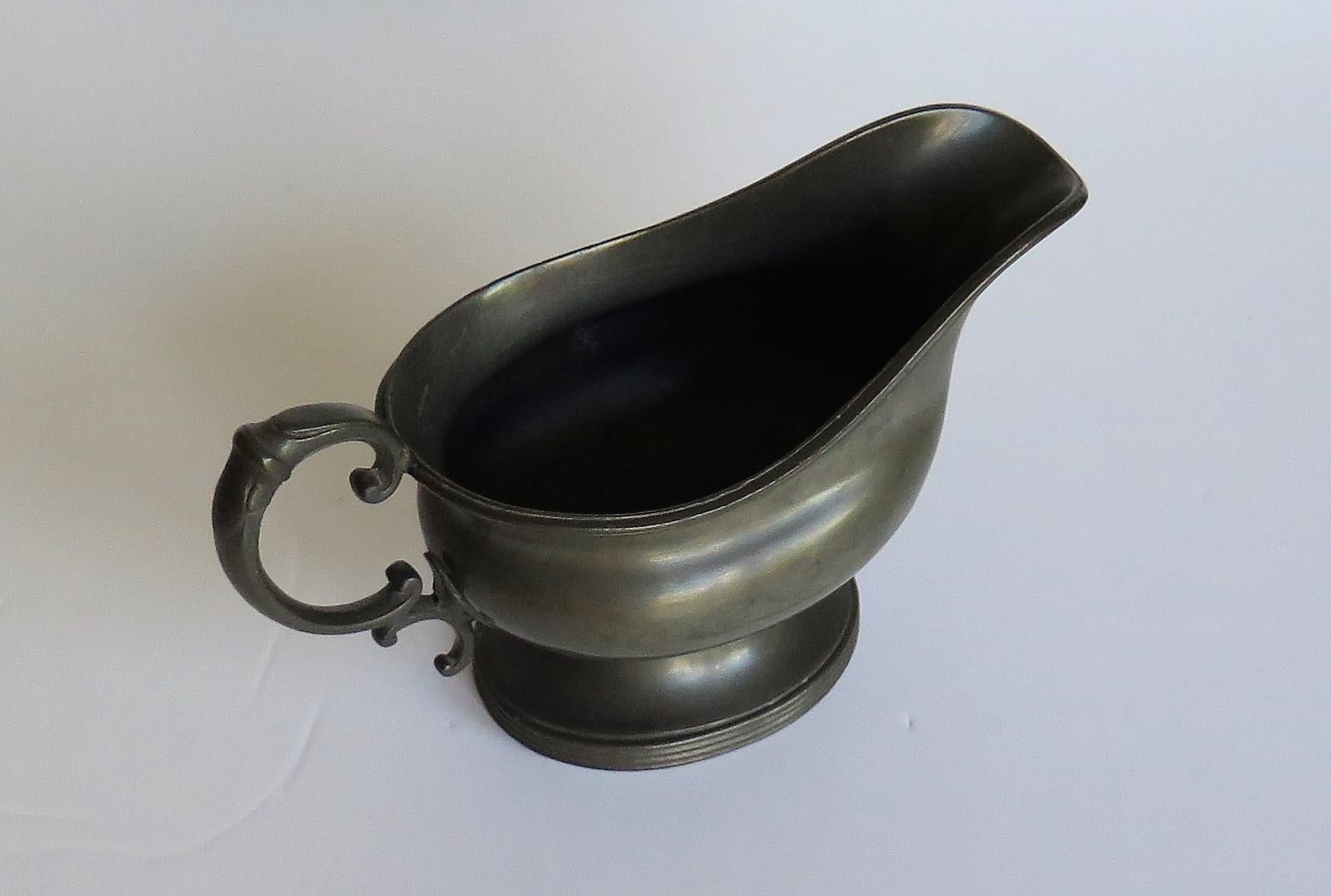 Victorian Pewter Sauce Boat by Walker & Hall of Sheffield Fully Stamped, Late 19th Century For Sale
