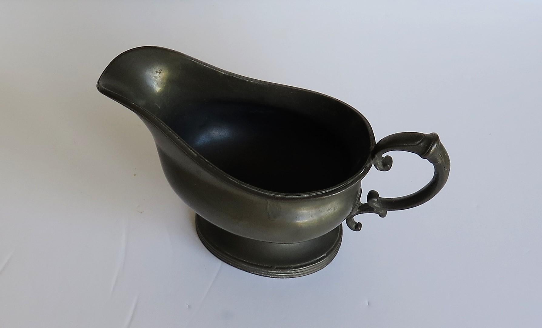 Hand-Crafted Pewter Sauce Boat by Walker & Hall of Sheffield Fully Stamped, Late 19th Century For Sale