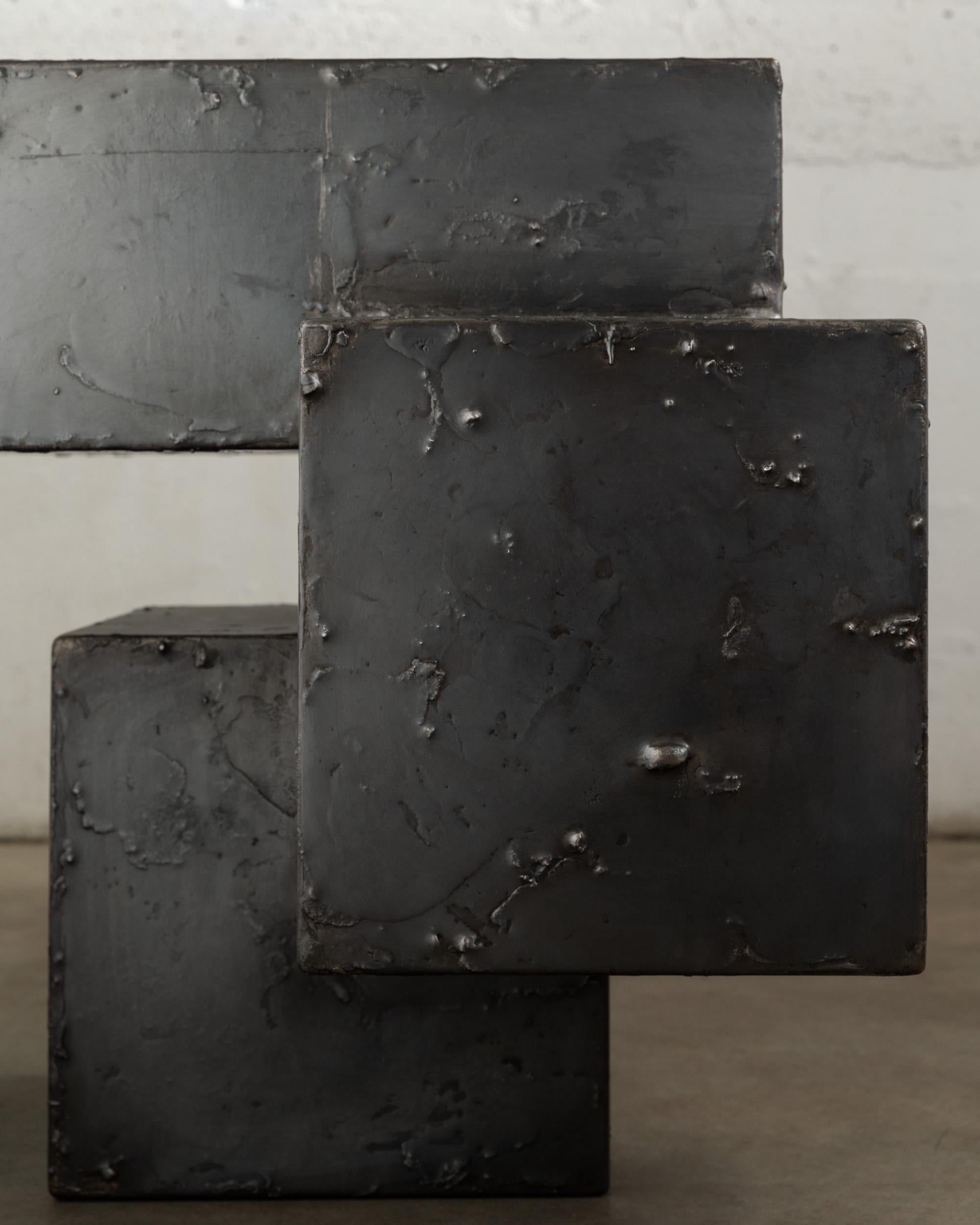 Contemporary Pewter Side Table, Made from Pewter on Steel For Sale