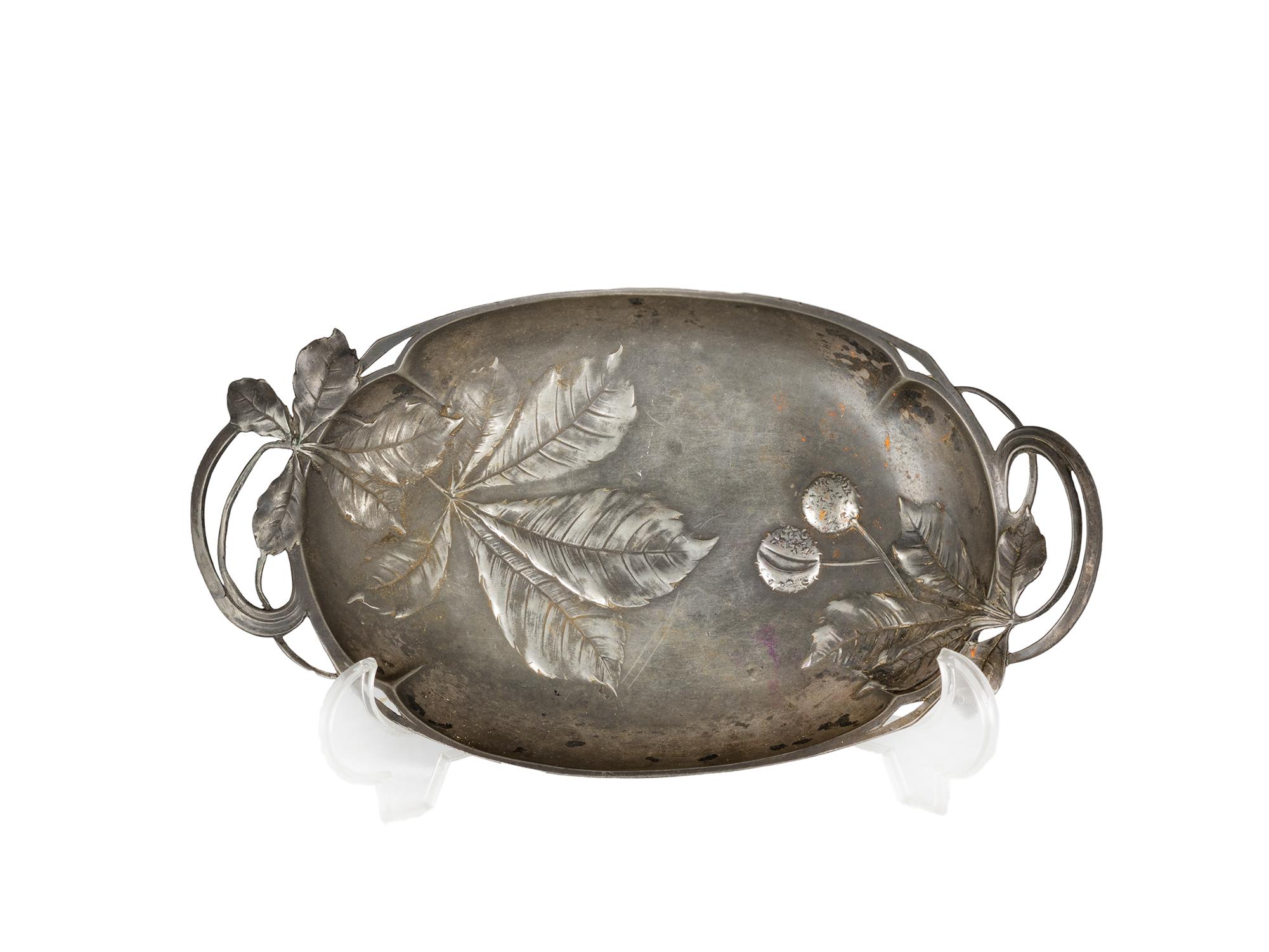 Bandeja de cartas plateada de peltre B&G Imperial Zinn Bitter Gobbers, Art Nouveau Alemán en venta