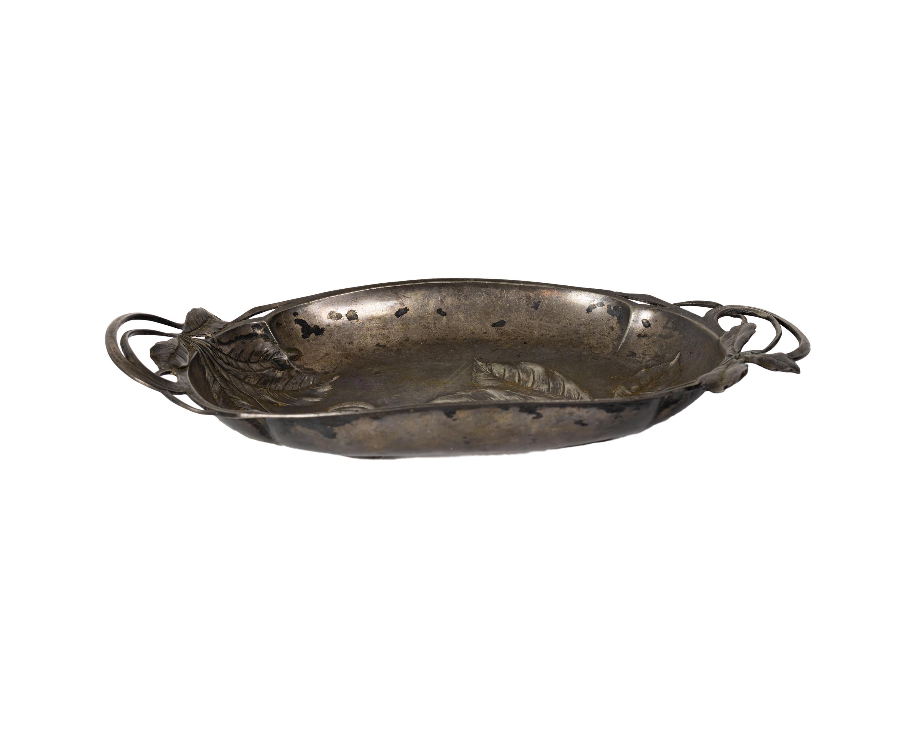 Bandeja de cartas plateada de peltre B&G Imperial Zinn Bitter Gobbers, Art Nouveau Peltre en venta