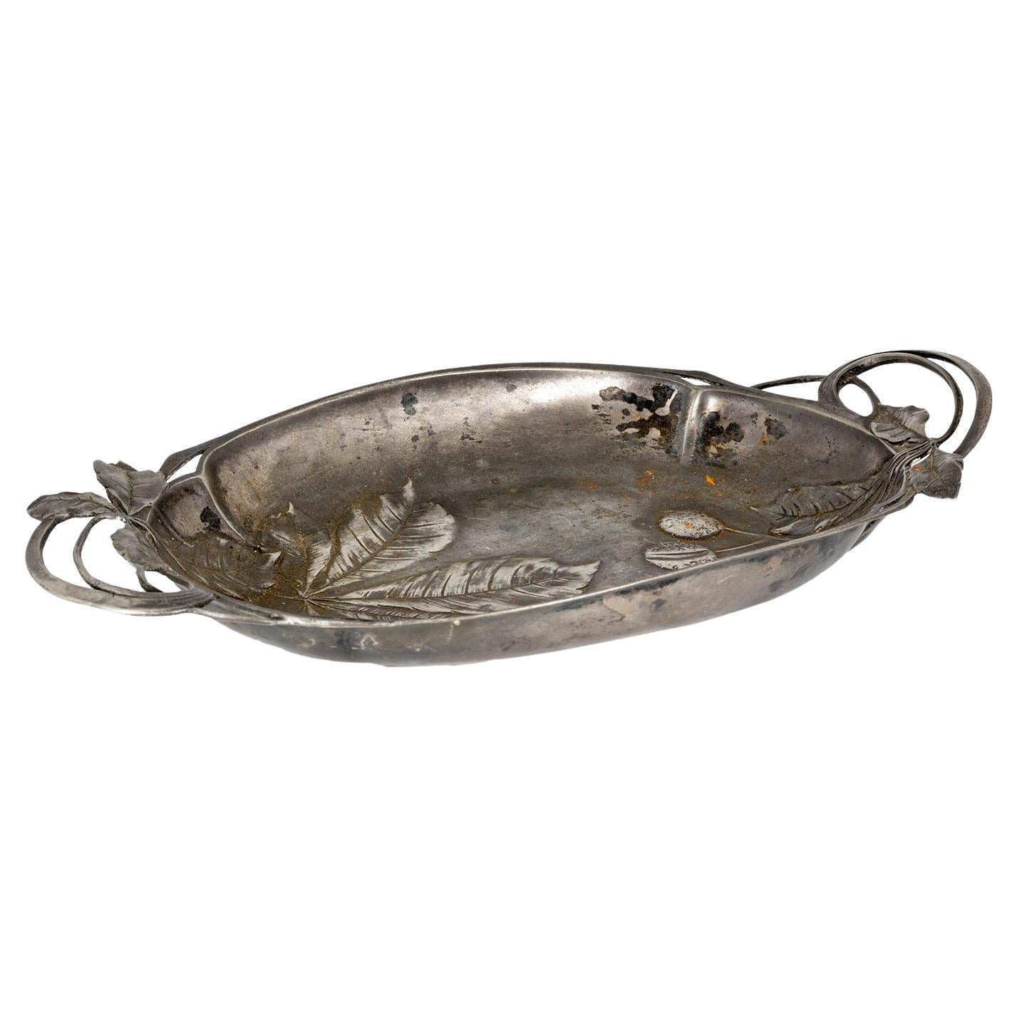 Bandeja de cartas plateada de peltre B&G Imperial Zinn Bitter Gobbers, Art Nouveau en venta