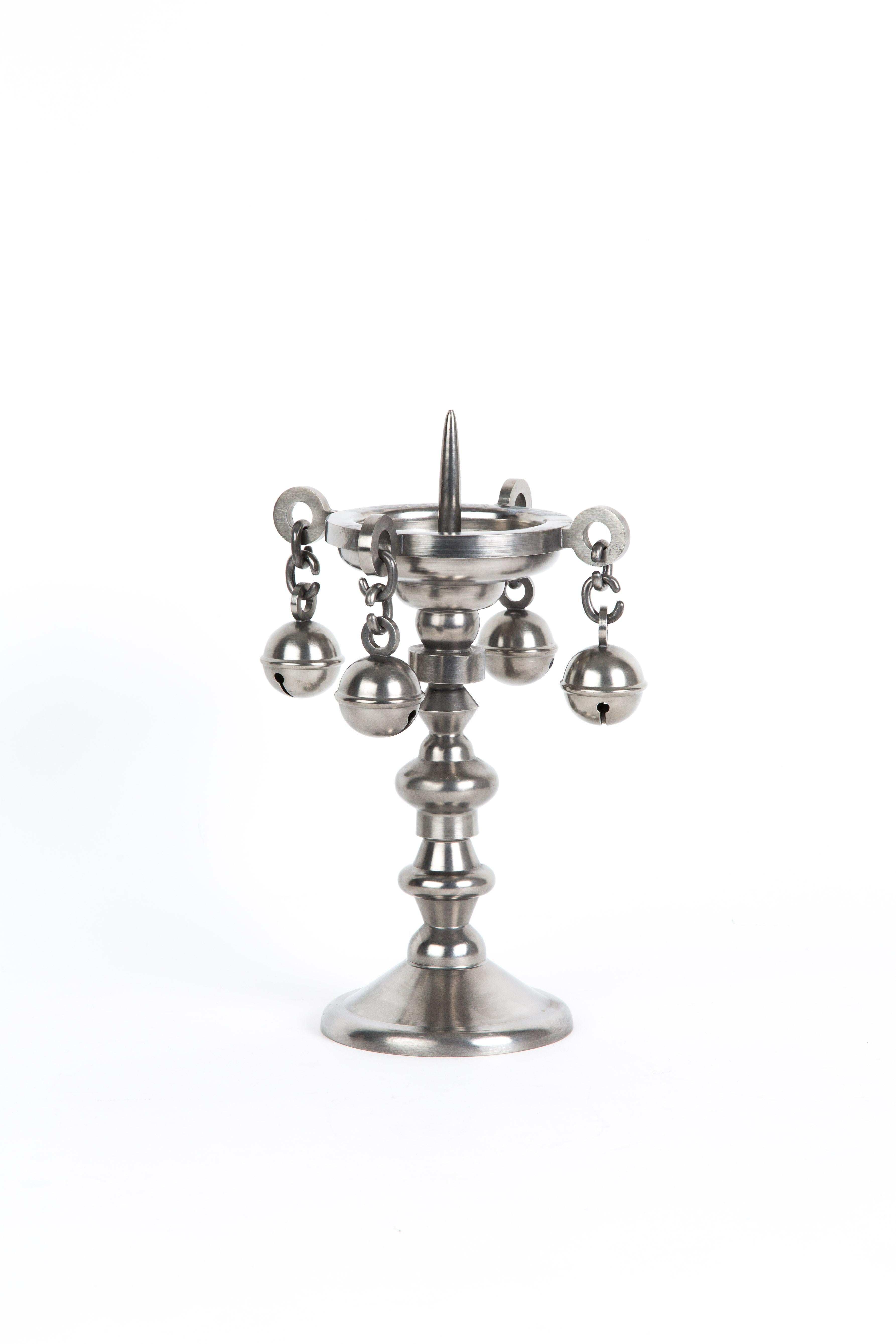 Studio job. Massive pewter candleholder. Limited edition of 150. This is number 127/150. Candleholder as piece of art.