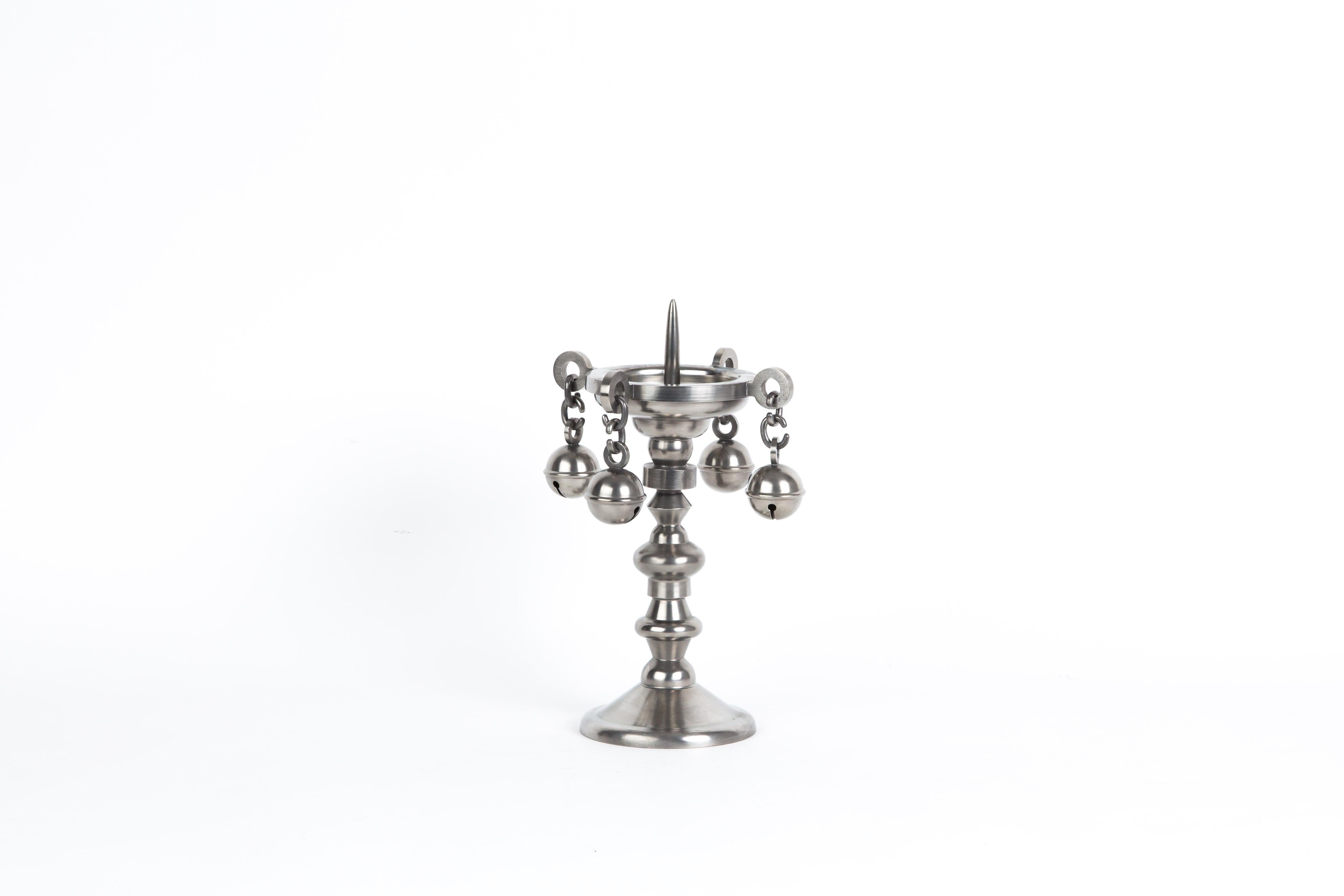 Post-Modern Pewter Studio Job Candleholder Limited Edition For Sale