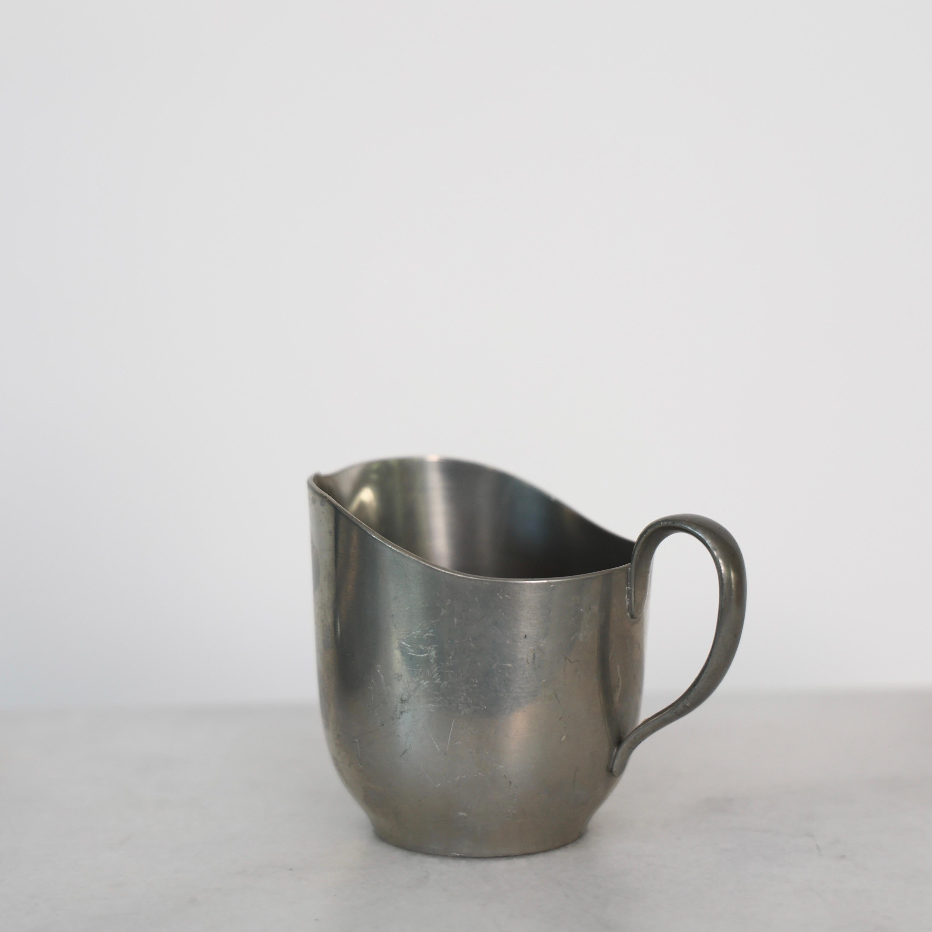 Pewter Sugar Jar and Creamer by Just Andersen, 1920s, Denmark For Sale 2