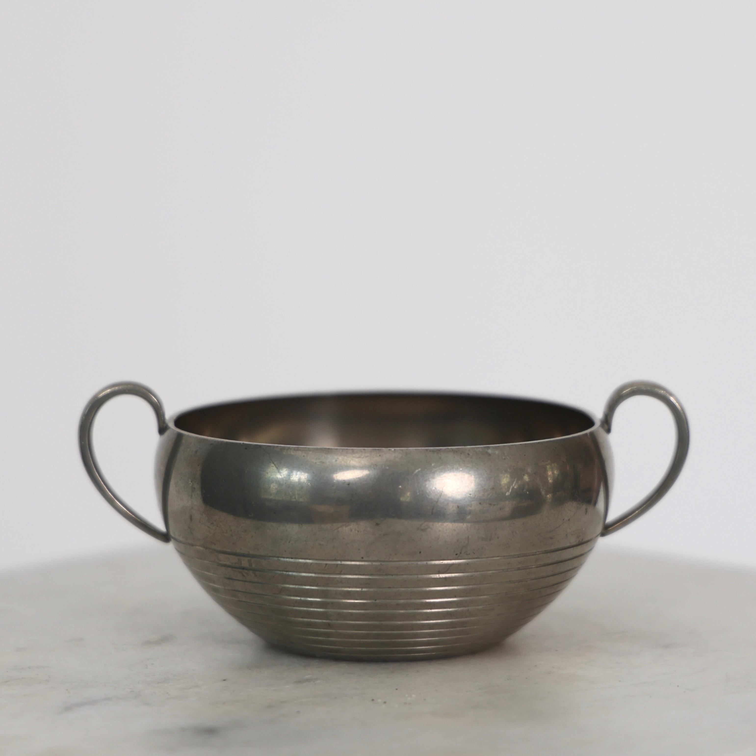 Mid-20th Century Pewter Sugar Jar and Creamer by Just Andersen, 1930s, Denmark For Sale