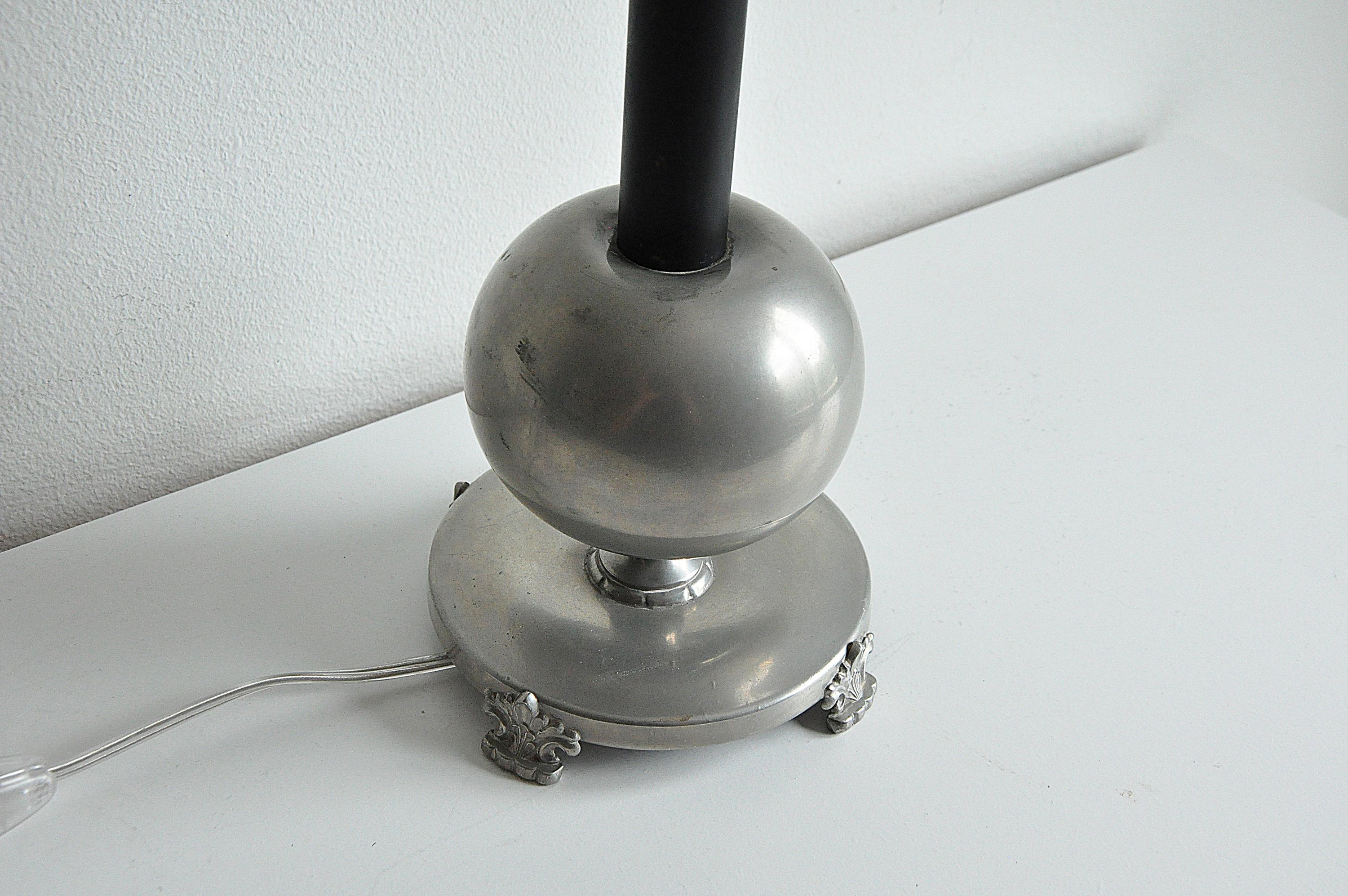 Swedish Scandinavian Modern Pewter Table Lamp, Nordiska Juvelaktiebolaget, Sweden 1935 For Sale