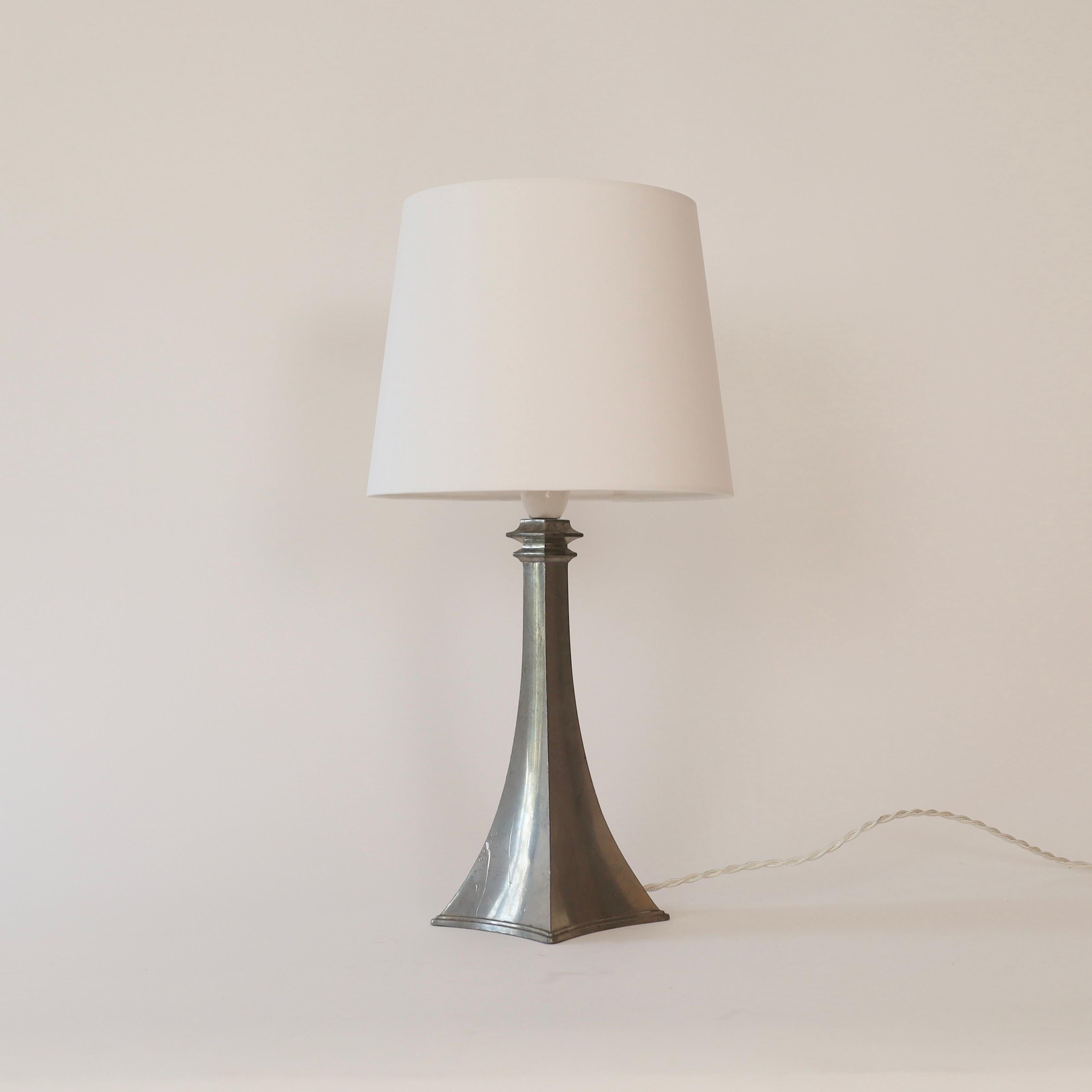 Danish Pewter Table Lamp made by Just Andersen, 1950s, Denmark For Sale