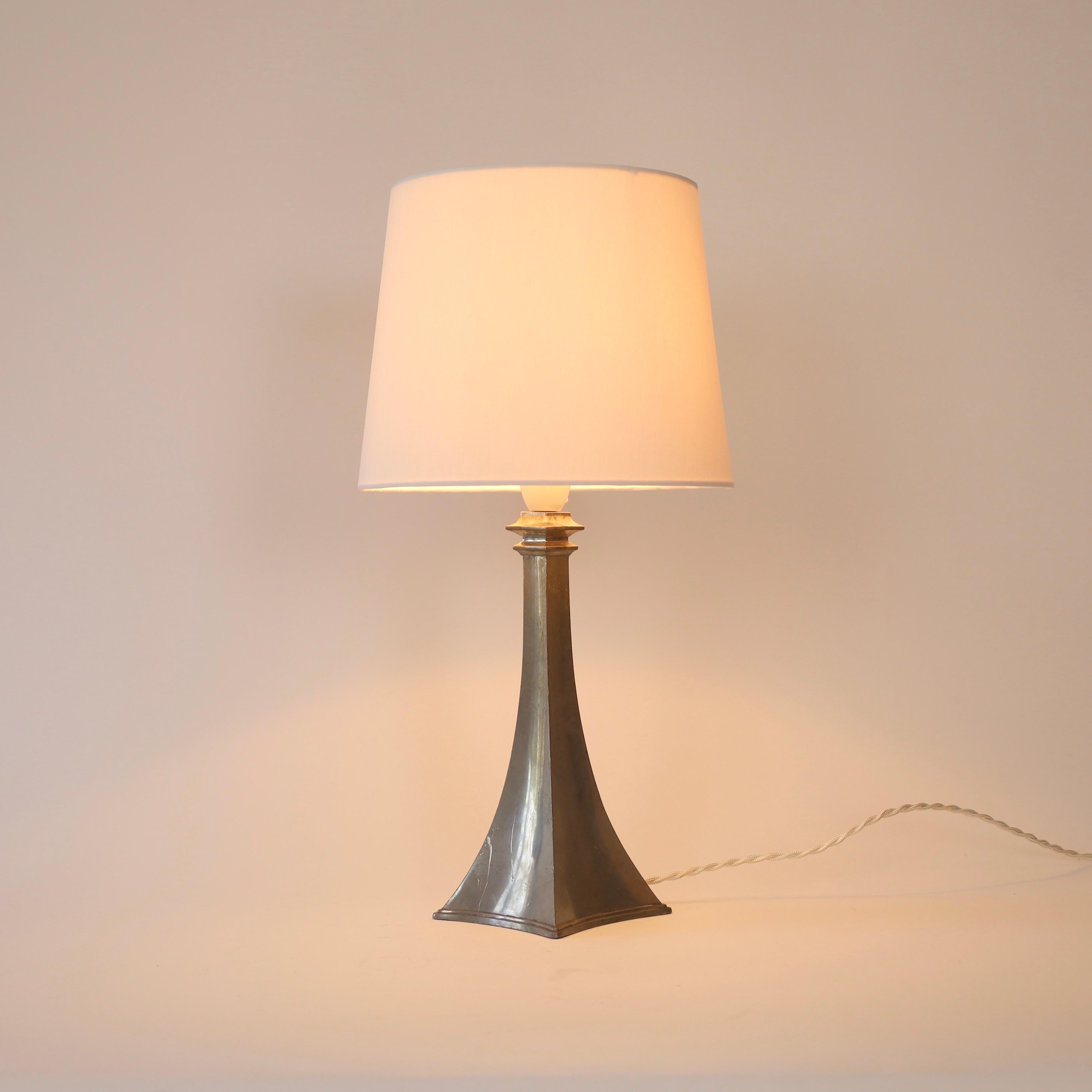 Pewter Table Lamp made by Just Andersen, 1950s, Denmark In Fair Condition For Sale In Værløse, DK