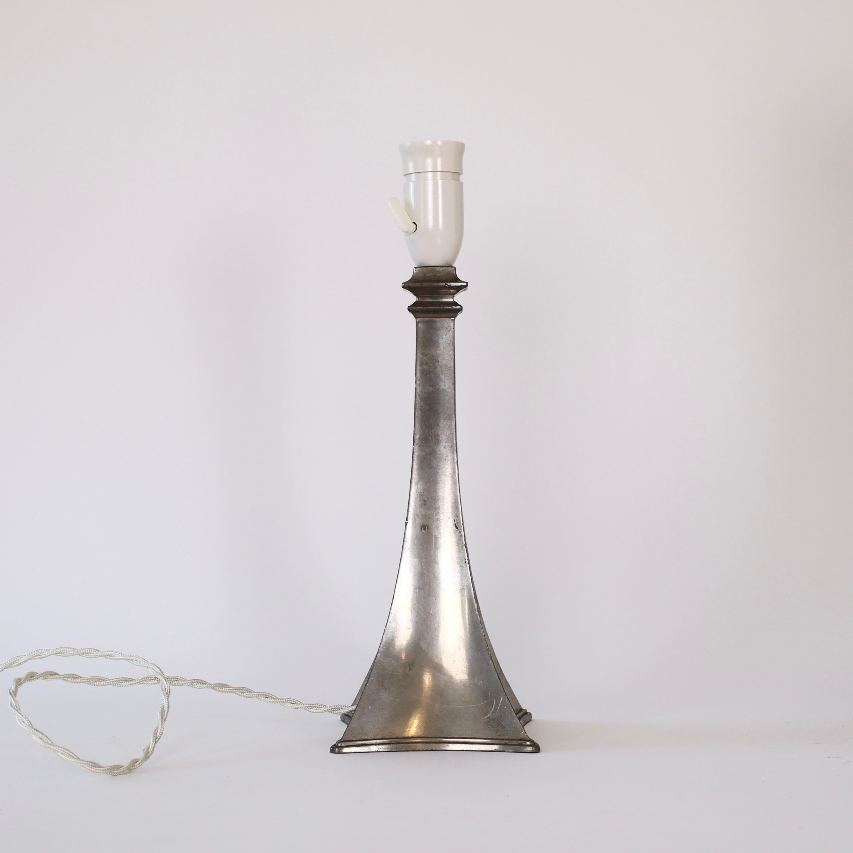 Metal Pewter Table Lamp made by Just Andersen, 1950s, Denmark For Sale