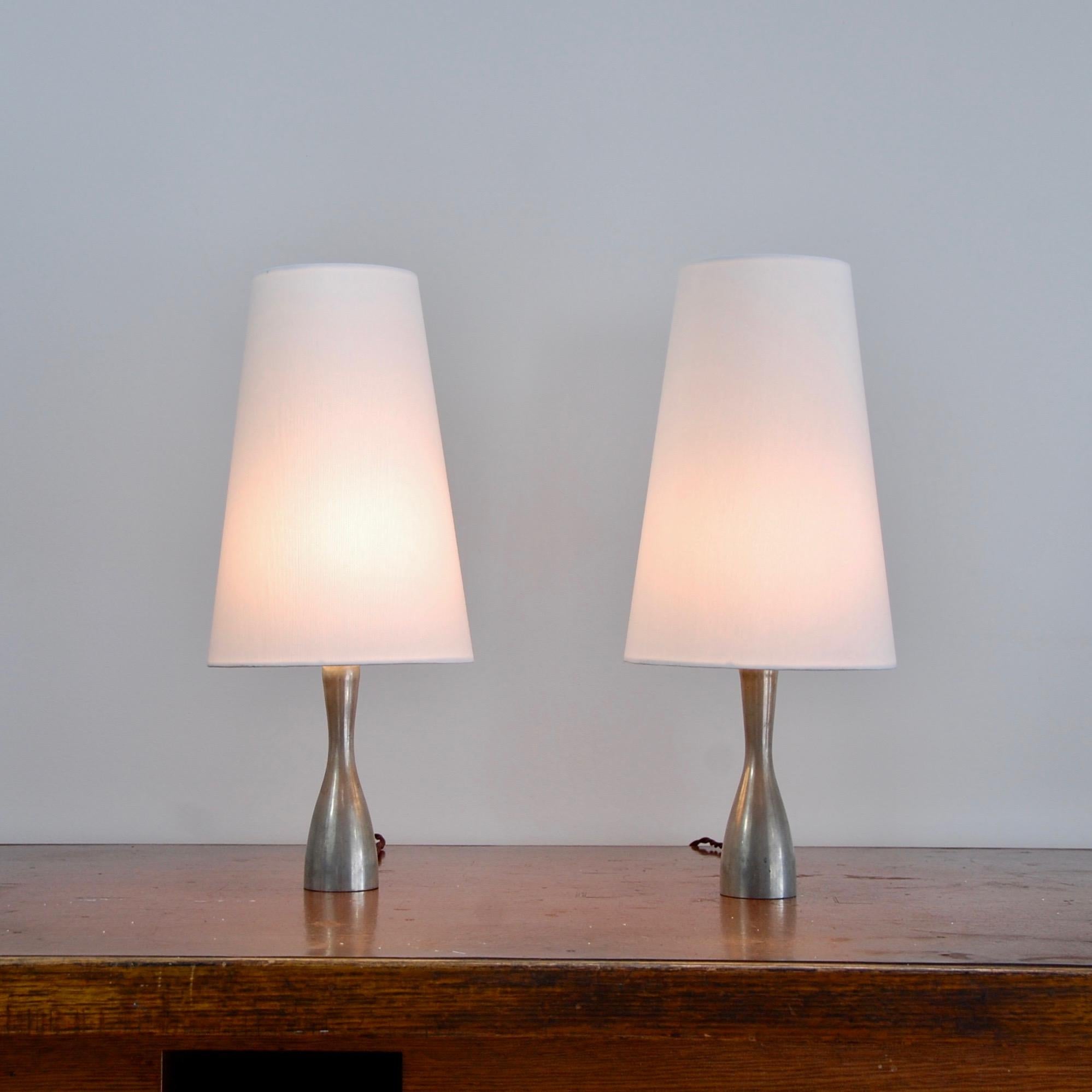 Mid-20th Century Pewter Table Lamps by Metawa Holland