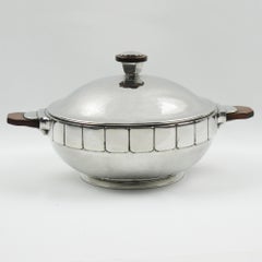 Pewter Tureen Covered Dish Centerpiece by H.J. Geneve, 1940s