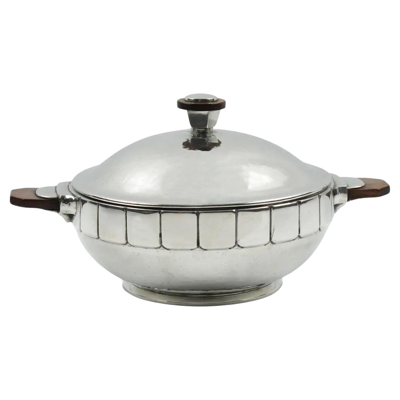 Pewter Tureen Covered Dish Centerpiece by H.J. Geneve, 1940s For Sale
