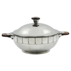 Vintage Pewter Tureen Covered Dish Centerpiece by H.J. Geneve, 1940s