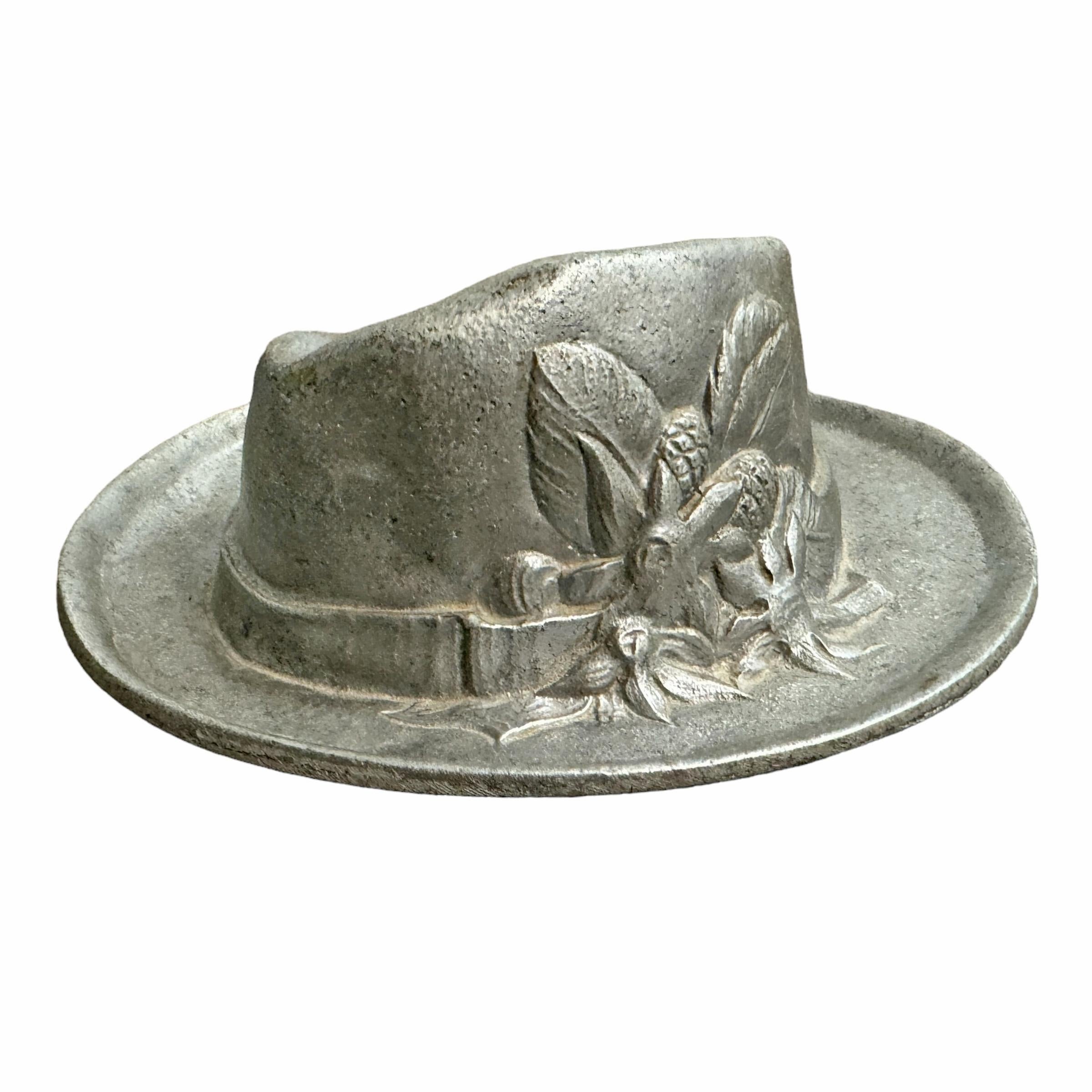 Unknown Pewter Tyrolean Hat Catchall  For Sale