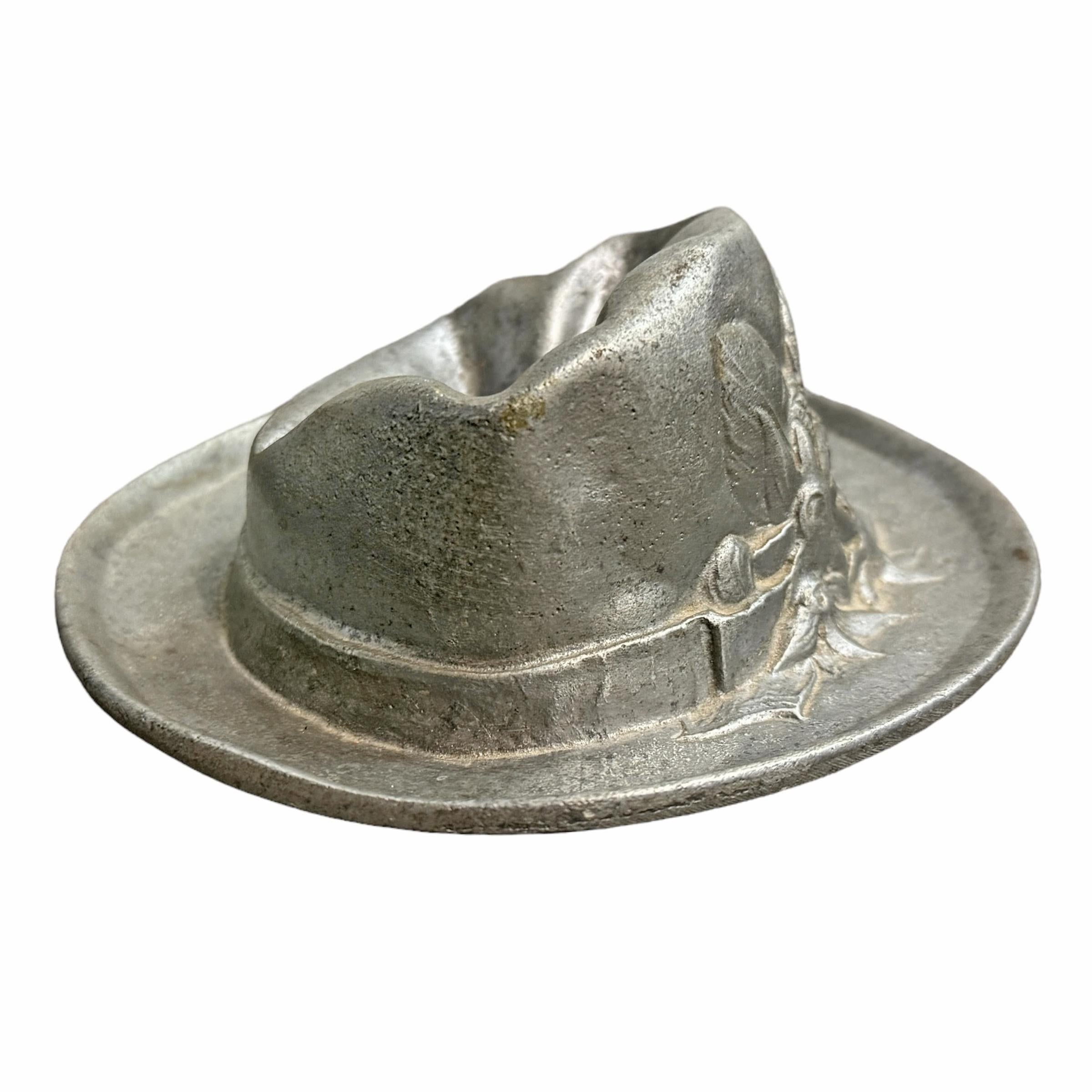Pewter Tyrolean Hat Catchall  In Good Condition For Sale In Chicago, IL