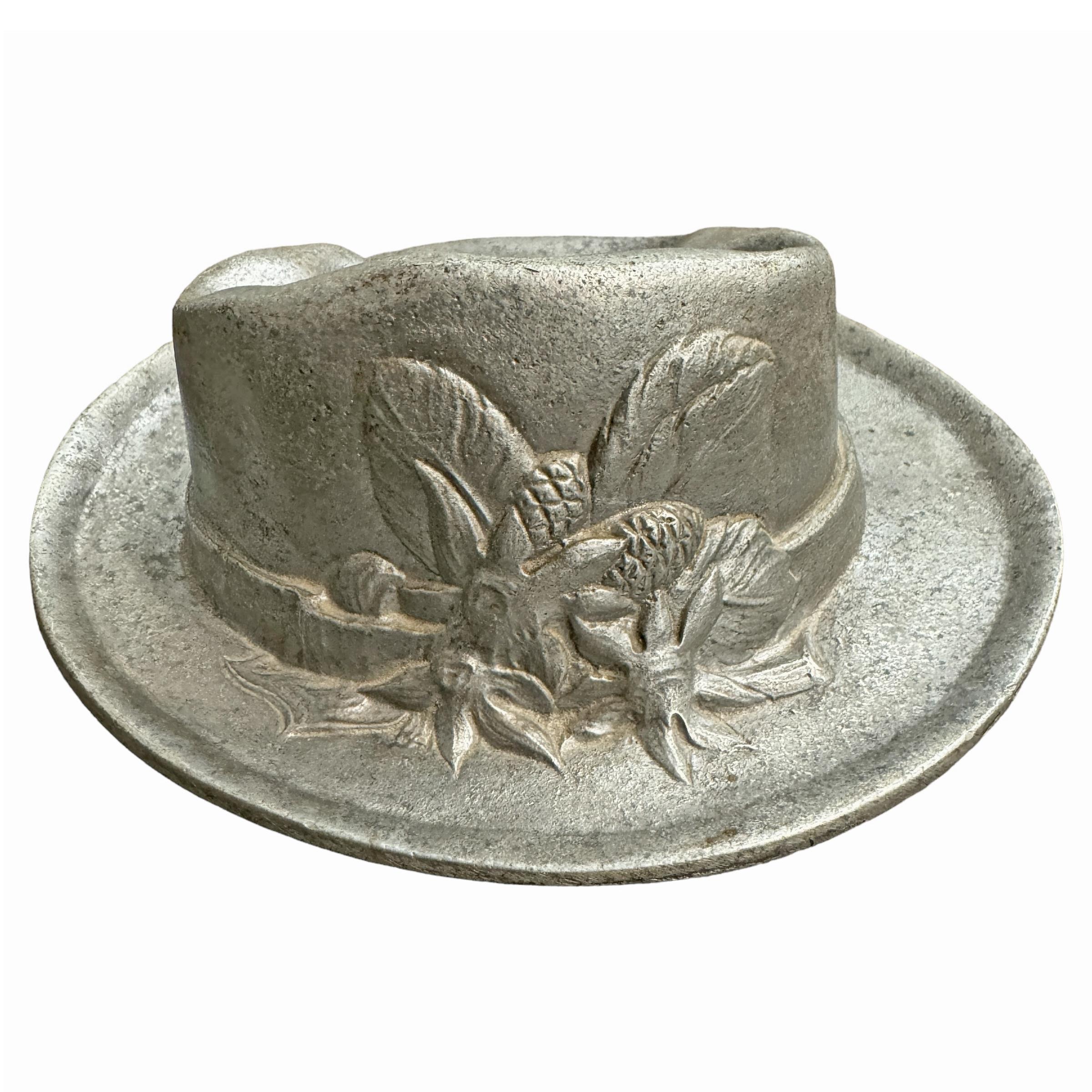 20th Century Pewter Tyrolean Hat Catchall  For Sale