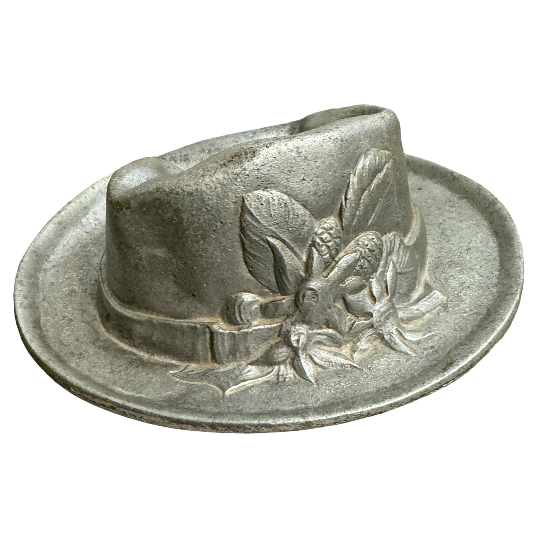 Pewter Tyrolean Hat Catchall  For Sale