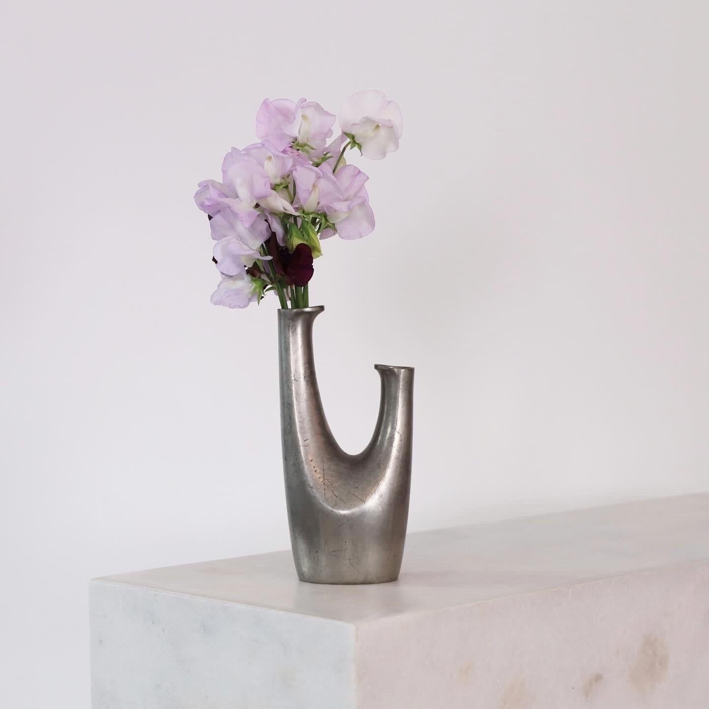 Danish Pewter Vase by designed by Ellen Schlanbush for Just Andersen, 1950s, Denmark For Sale