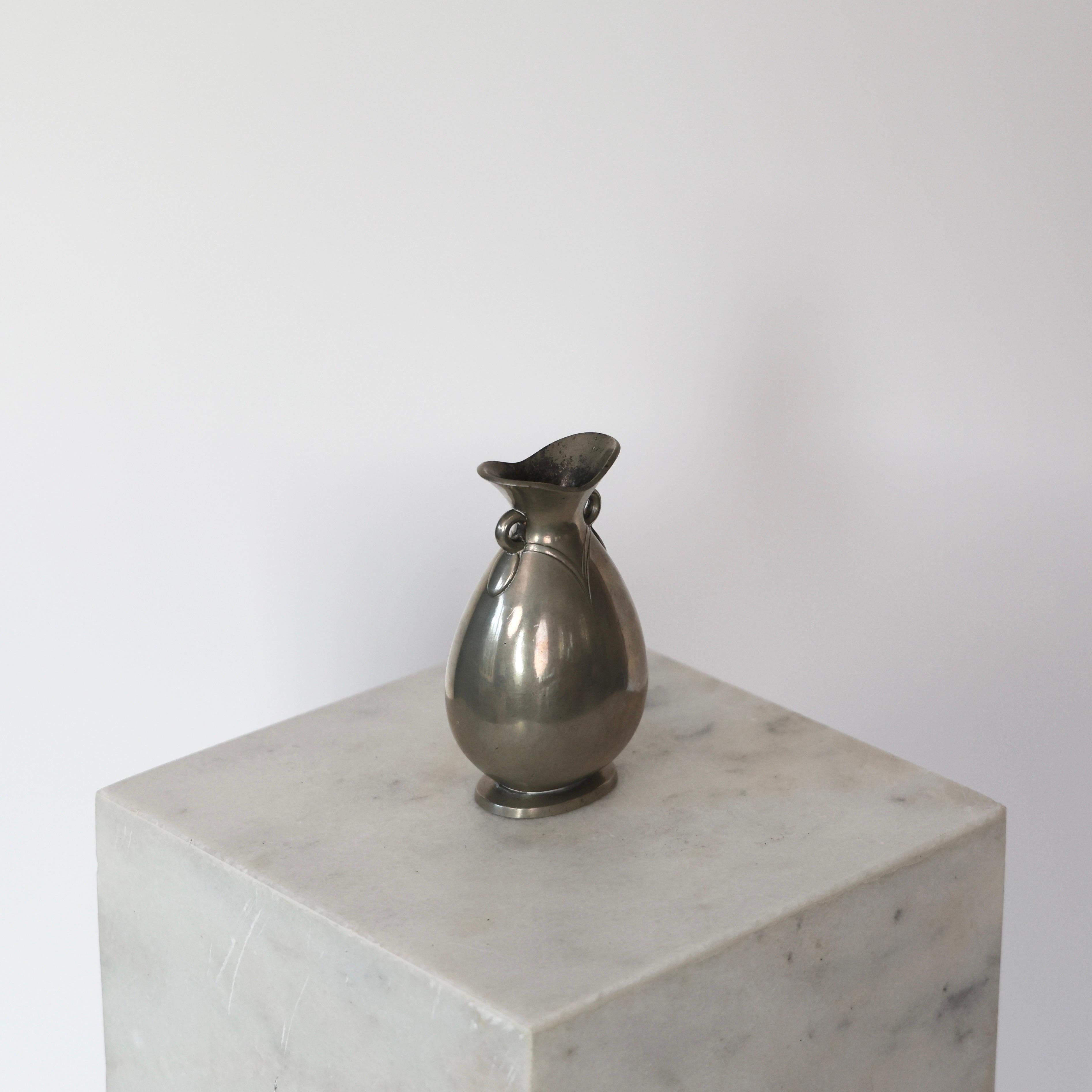 Pewter Vase by Just Andersen, 1920s, Denmark In Fair Condition For Sale In Værløse, DK
