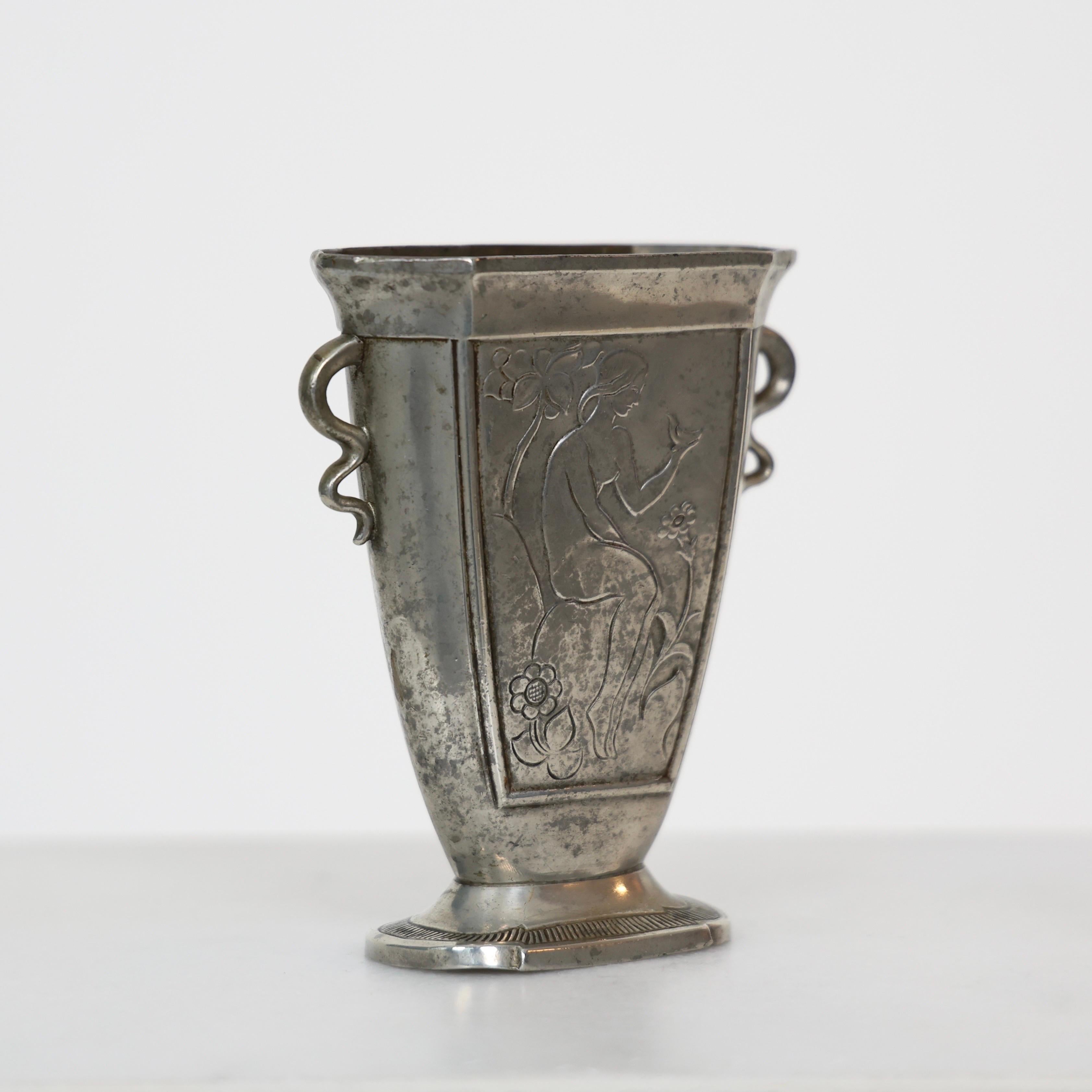 Pewter Vase by Just Andersen, 1920s, Denmark im Angebot 1