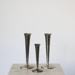 Trío de jarrones de peltre de Ellen Schlanbush para Just Andersen, Años 50, Dinamarca