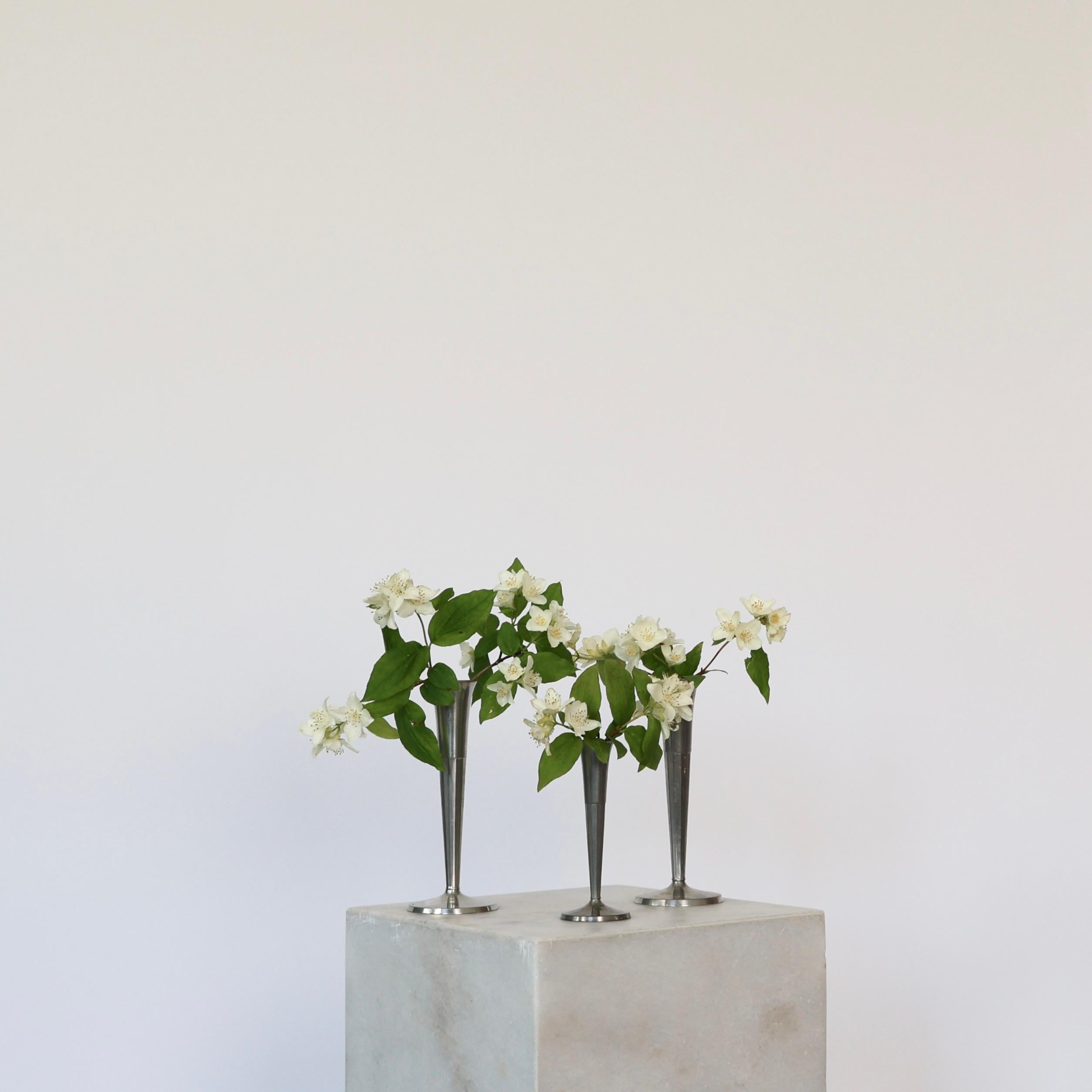 Pewter Vase Trio by Ellen Schlanbush for Just Andersen, 1950s, Denmark For Sale 3