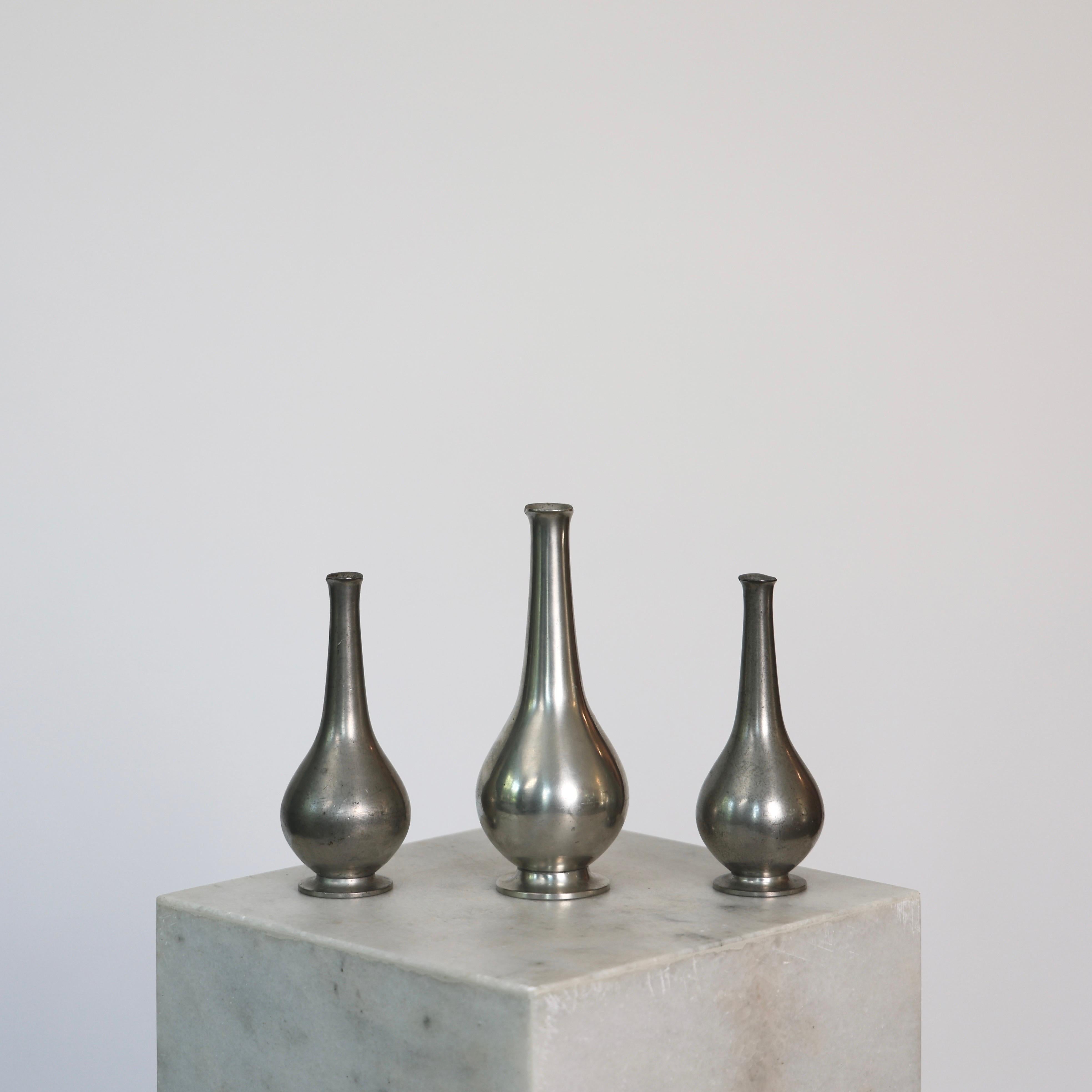 Pewter Vase Trio by Just Andersen, 1920s, Denmark For Sale 5