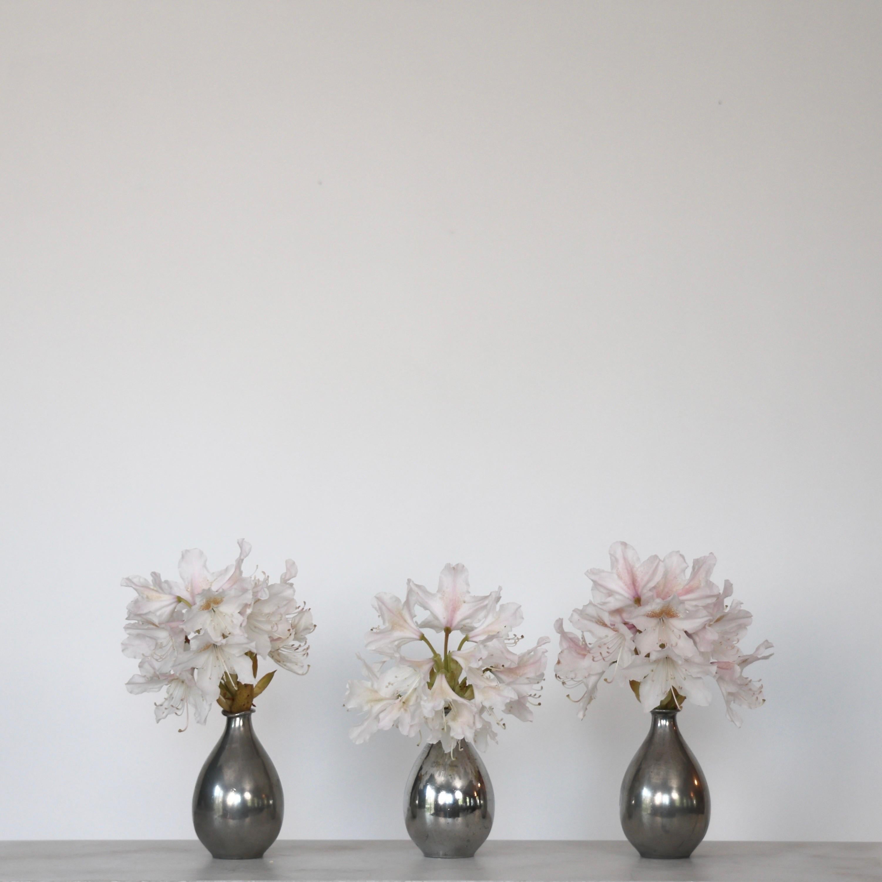 Pewter Vase Trio designed by Ellen Schlanbush for Just Andersen, 1940s, Denmark For Sale 6