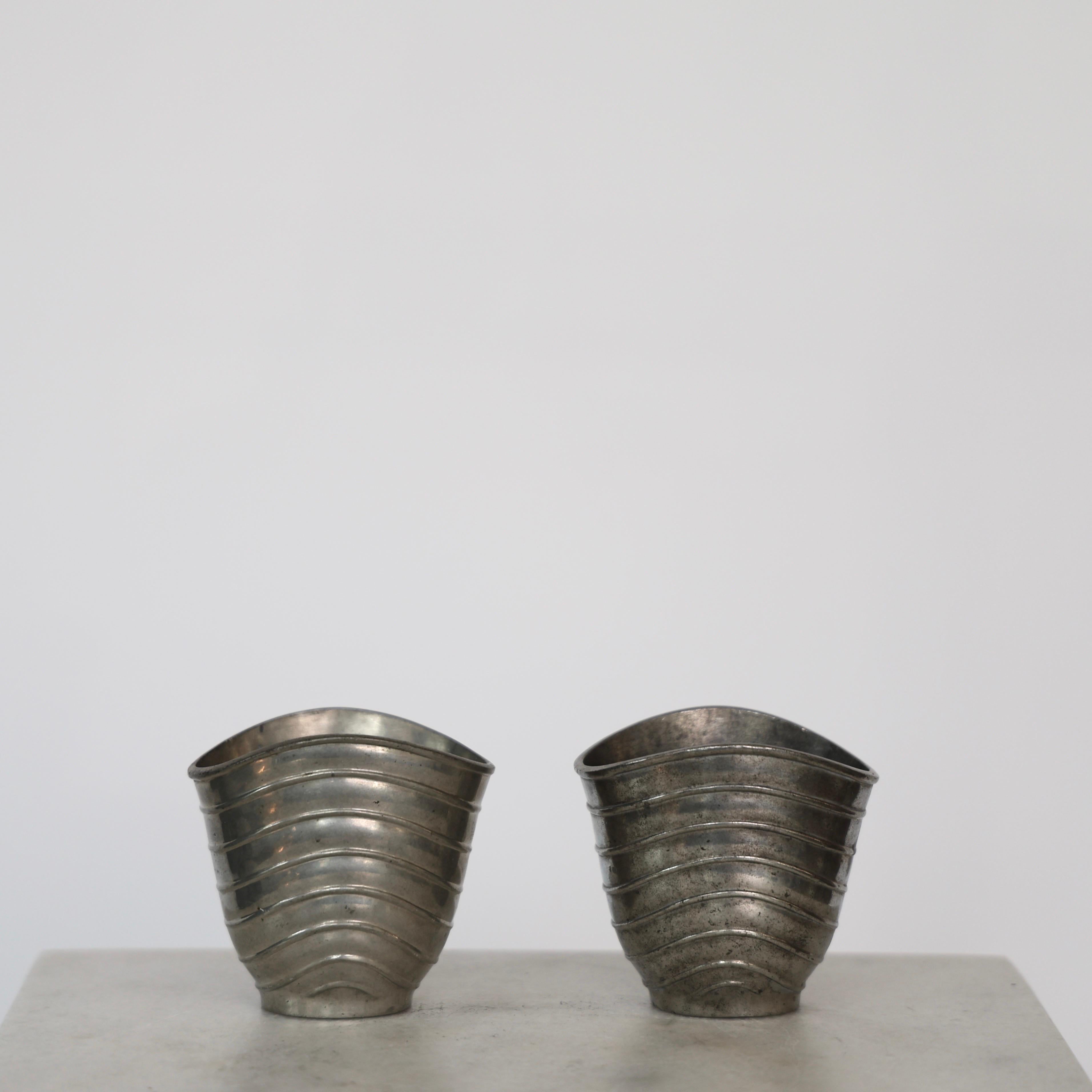 Scandinavian Modern Pewter Vases by Ellen Schlanbush for Just Andersen, 1950s, Denmark For Sale