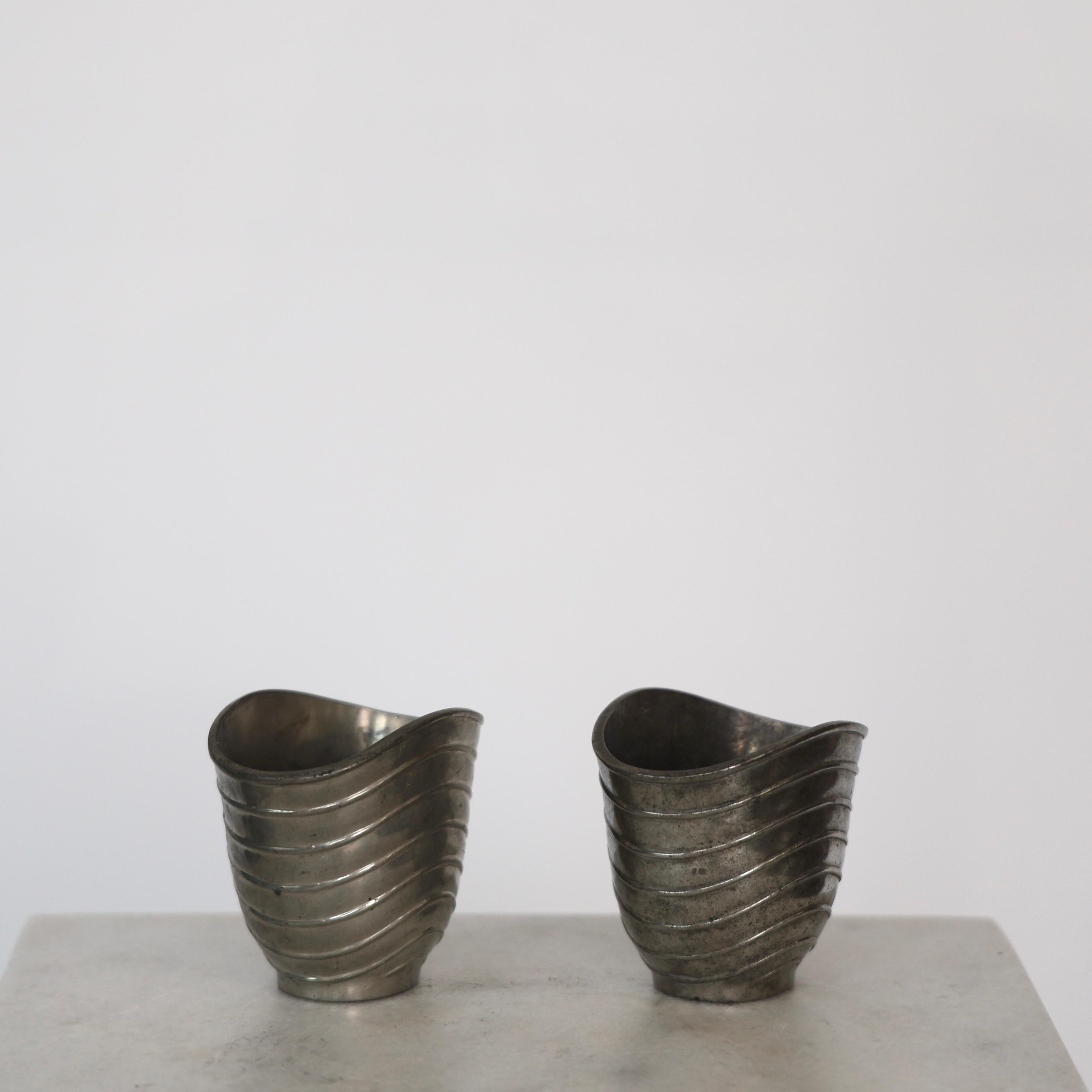Danish Pewter Vases by Ellen Schlanbush for Just Andersen, 1950s, Denmark For Sale