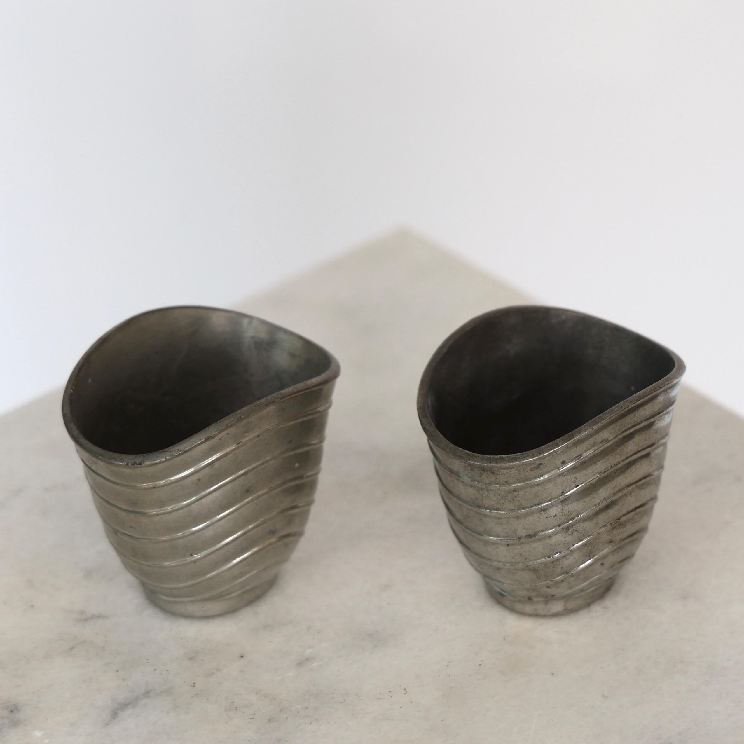 Mid-20th Century Pewter Vases by Ellen Schlanbush for Just Andersen, 1950s, Denmark For Sale