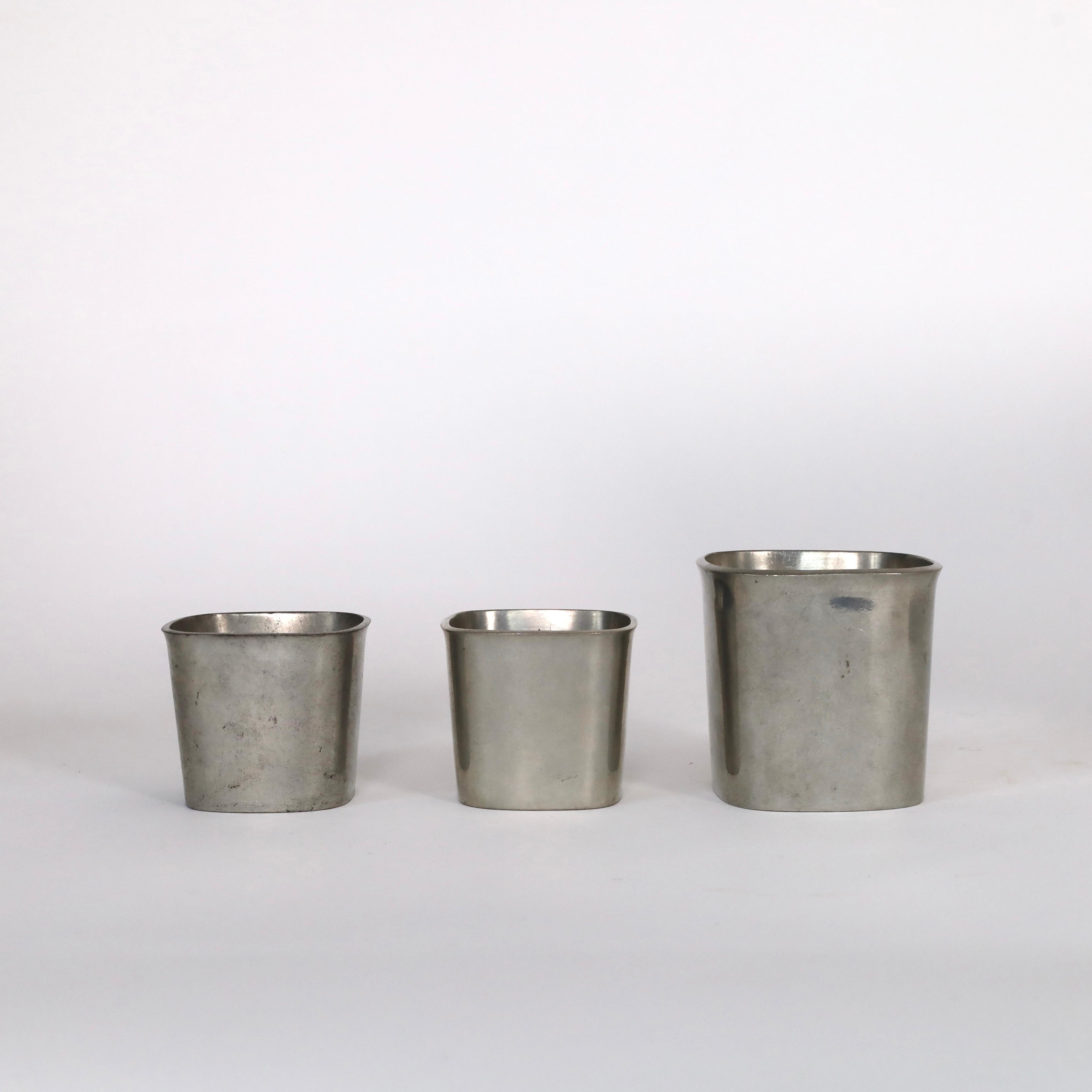 Zinngefäß Trio von Just Andersen, 1950er Jahre, Dänemark (Hartzinn) im Angebot