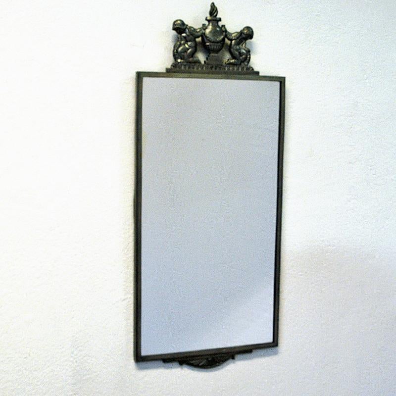 Early 20th Century Pewter Wall Mirror by Oscar Antonsson for Ystad Metall, Sweden 1929