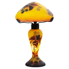 Antique PEYNAUD - Rare Art Nouveau Table Lamp, Decor of mulberry blossoms, Circa 1910