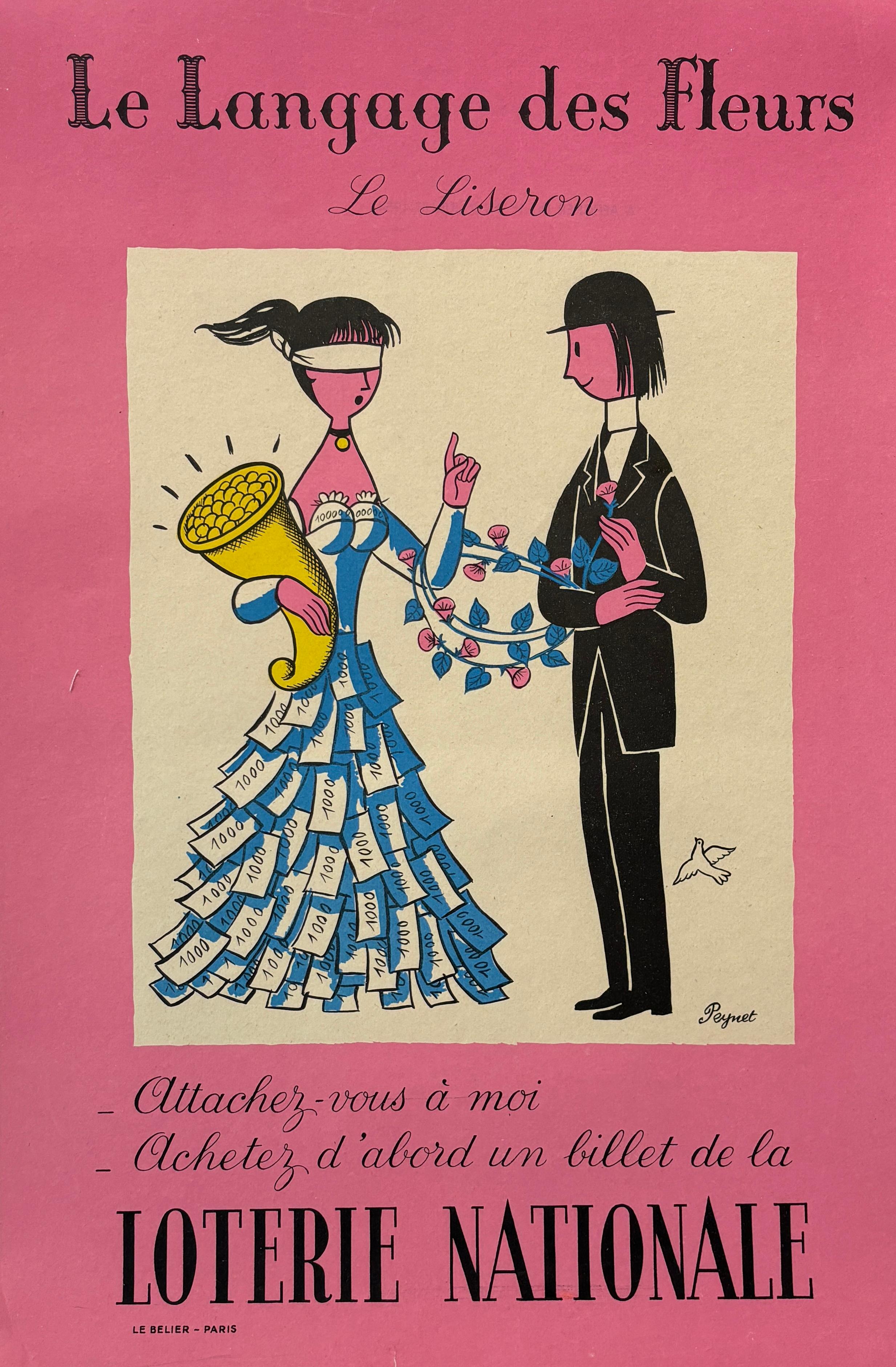 Il s'agit d'une affiche vintage originale du célèbre artiste illustrateur français, Raymond Peynet.

L'affiche se traduit par 